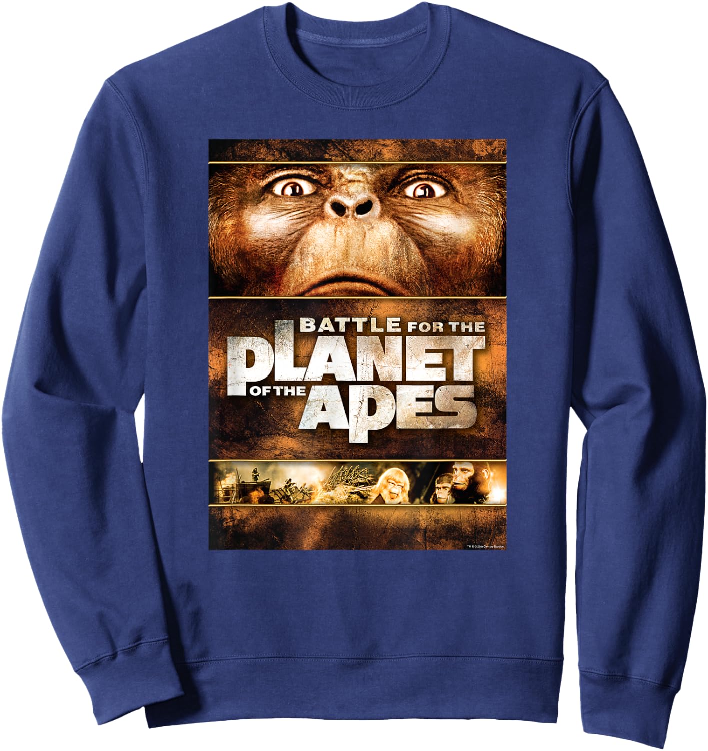 Battle for the Planet of the Apes 1973 Caesar Movie Poster Sweatshirt - Sweatshirt | Navy
