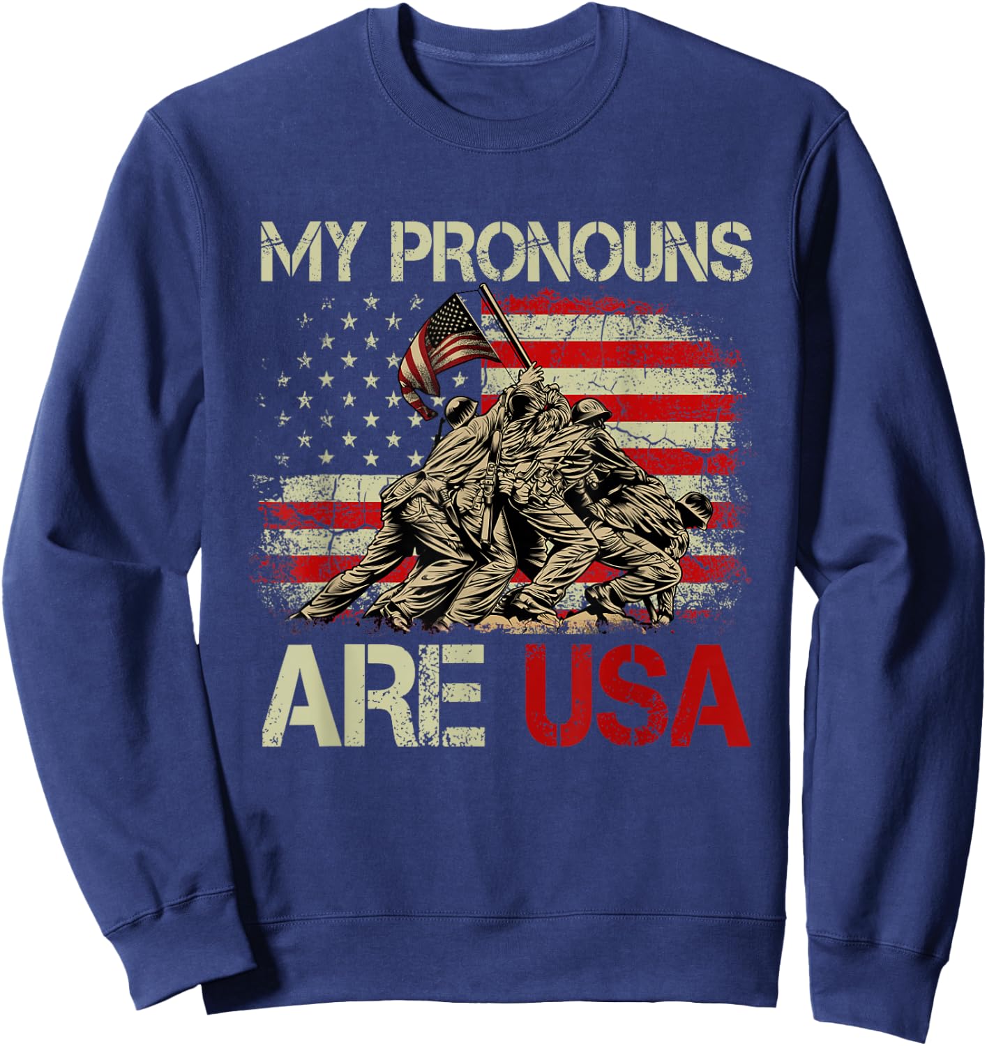 My Pronouns Are Usa 4th Of July American Flag Tie Dye Men Sweatshirt - Sweatshirt | Navy