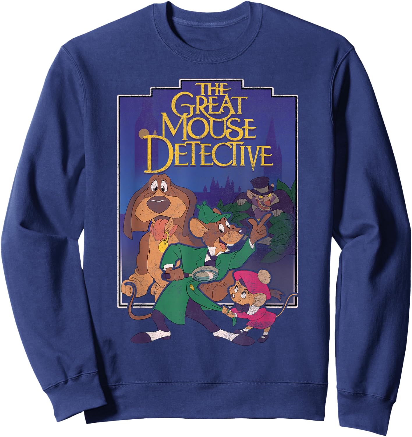 Disney The Great Mouse Detective Group Shot Classic Portrait Sweatshirt - Sweatshirt | Navy