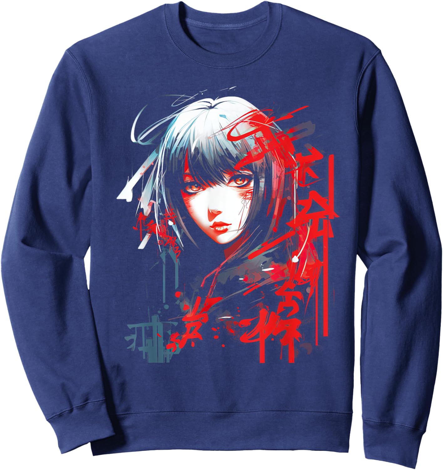 Anime Goth Girl Aesthetic Dark Pastel Edgy Manga Sweatshirt - Sweatshirt | Navy