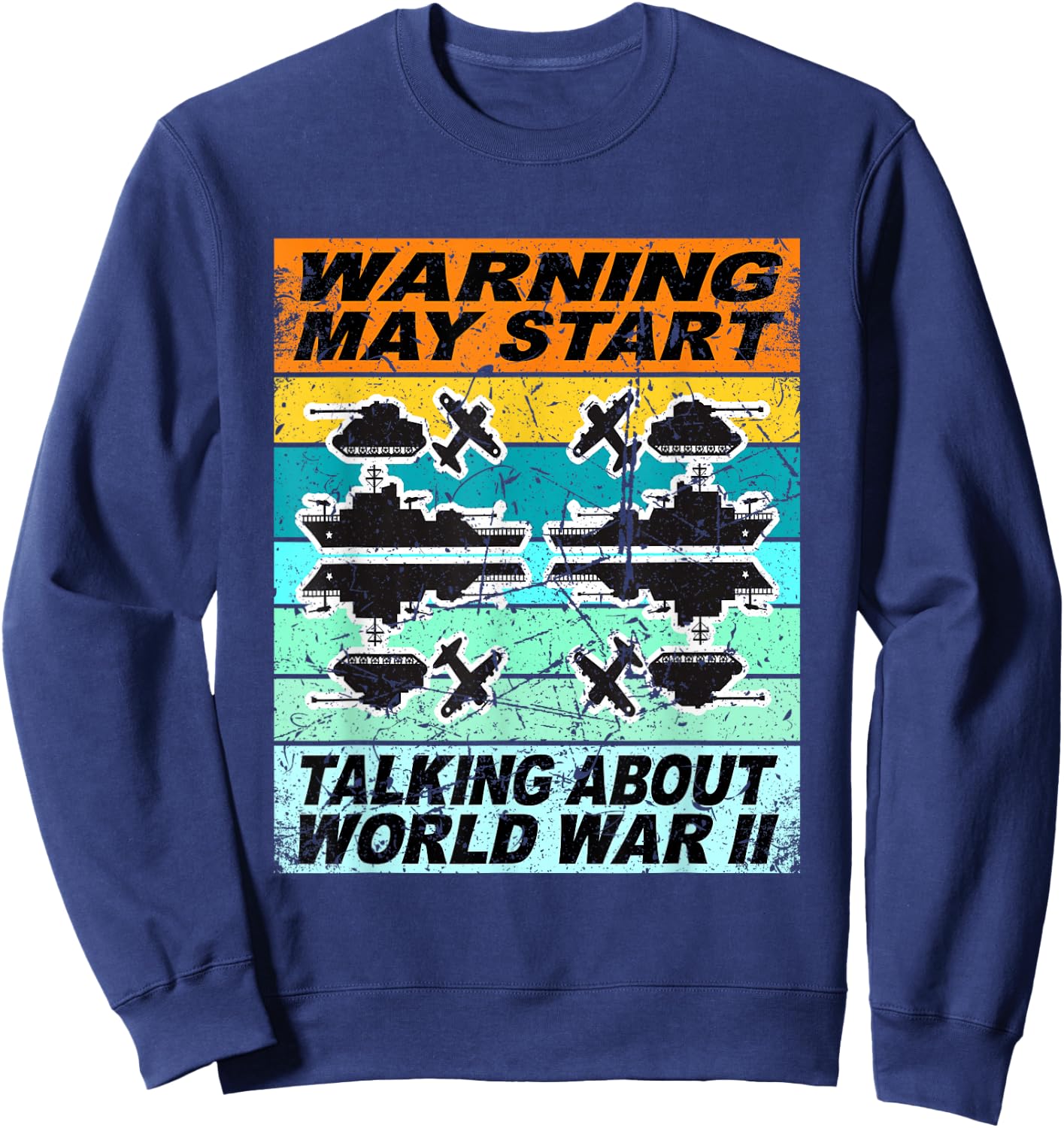 Retro World War 2 Memorabilia Shirt World War II WW2 Gear Sweatshirt - Sweatshirt | Navy