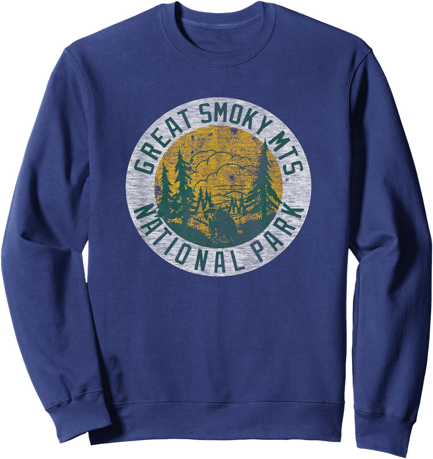 Great Smoky Mountains National Park Vintage Pine Trees Sweatshirt - Sweatshirt | Navy