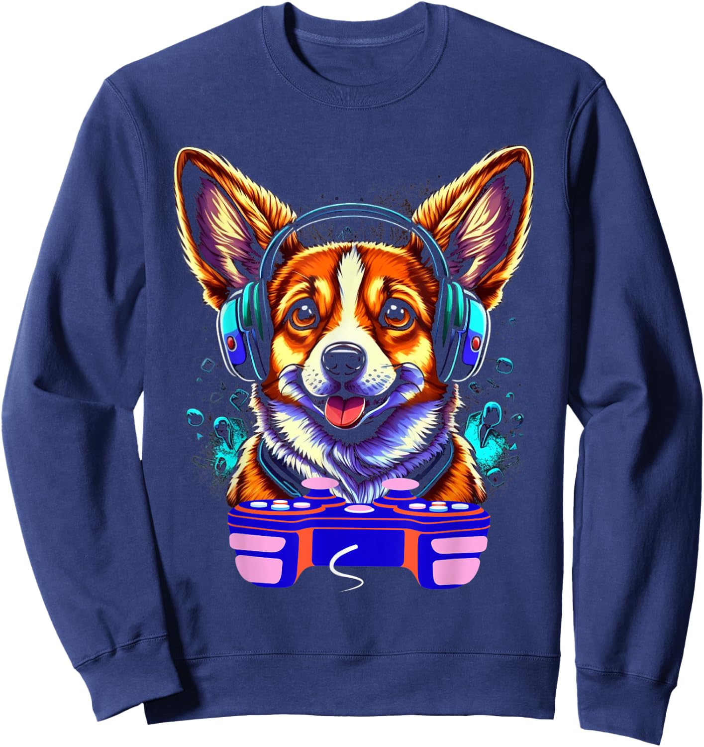 Gaming Corgi Pembroke Dog Player Video Gamer Lover Men Kids Sweatshirt - Sweatshirt | Navy