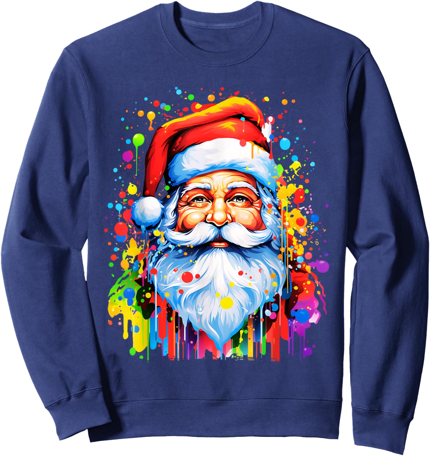 Fun Funny Funky Santa Claus Tie Dye Colorful Christmas Art Sweatshirt - Sweatshirt | Navy