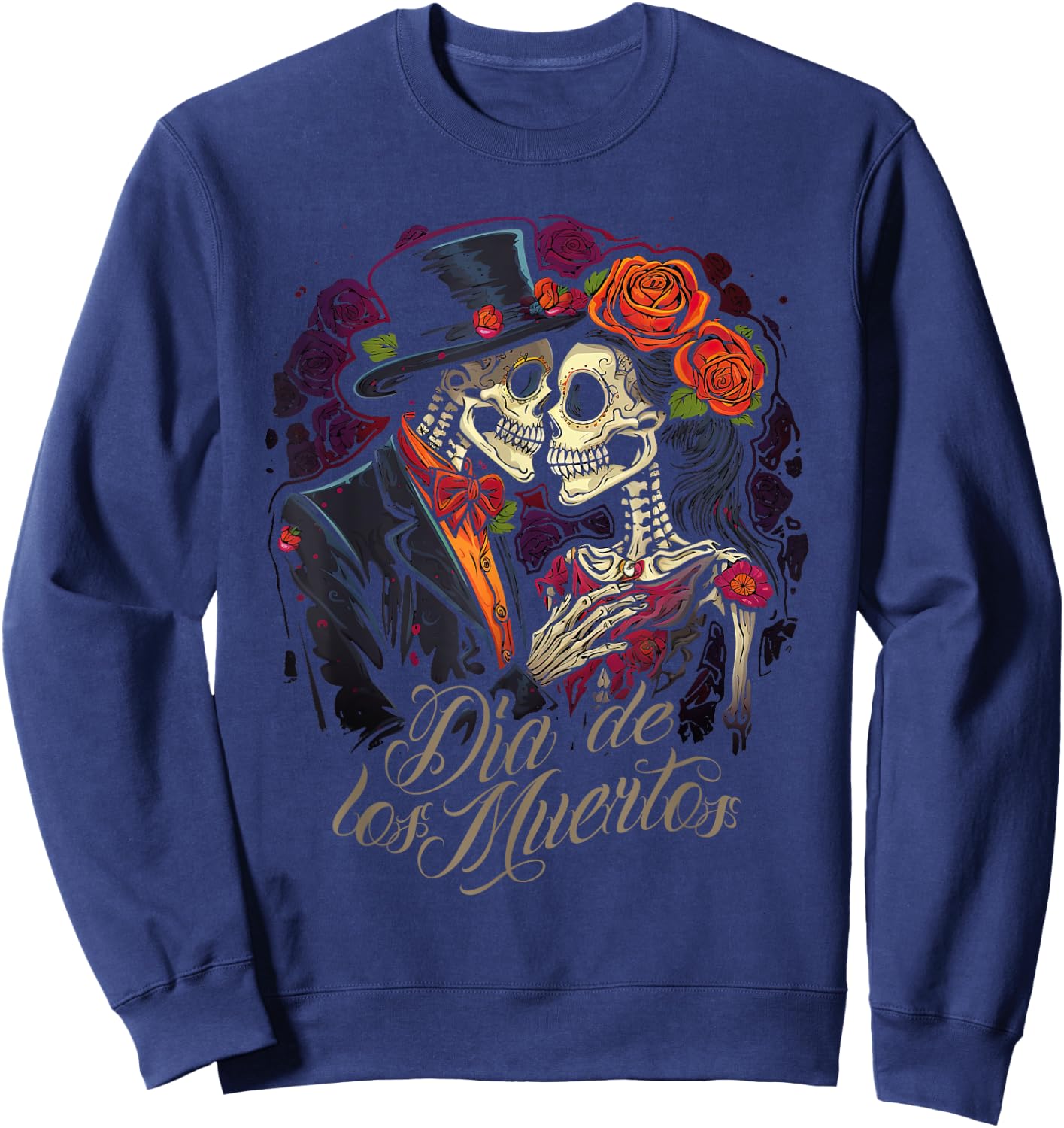 Dia De Los Muertos Day of the dead Dancing Skeleton Couple Sweatshirt - Sweatshirt | Navy
