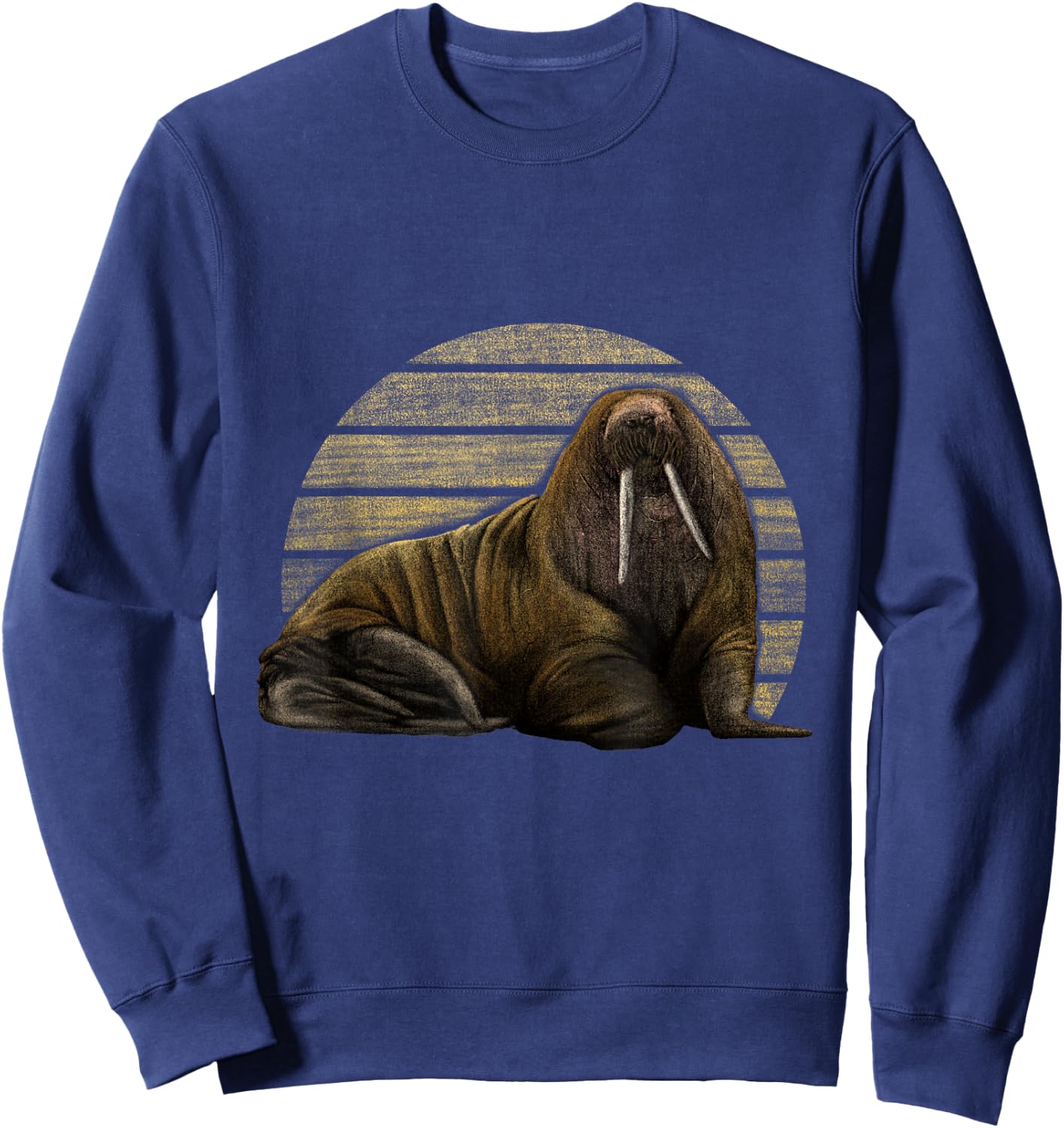 Walrus Drawing - Realistic Sea Lion Seals, Walrus Sweatshirt - Sweatshirt | Navy