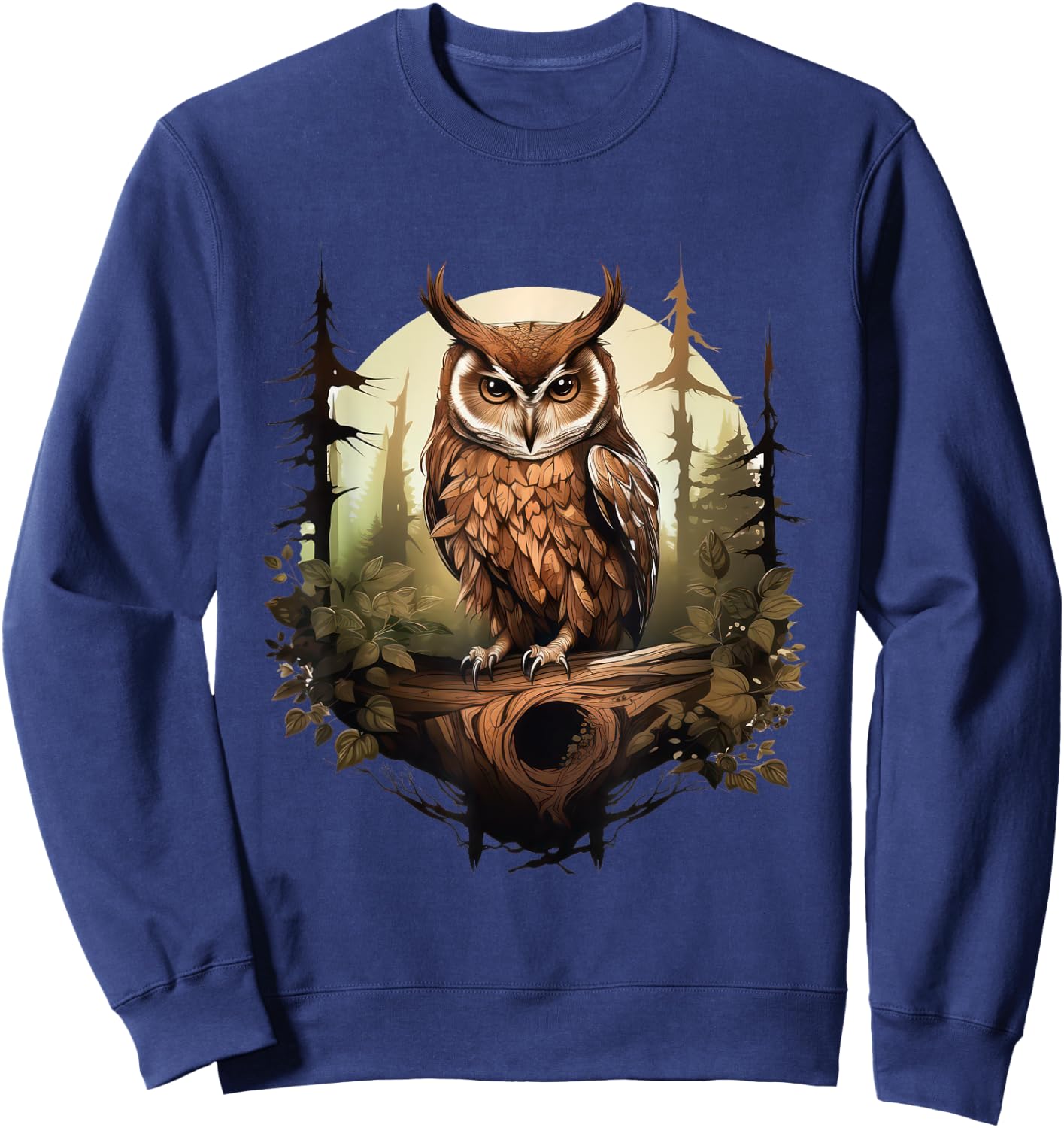 Owl Forest Graphic Women Men Girls Boys Sweatshirt - Sweatshirt | Navy