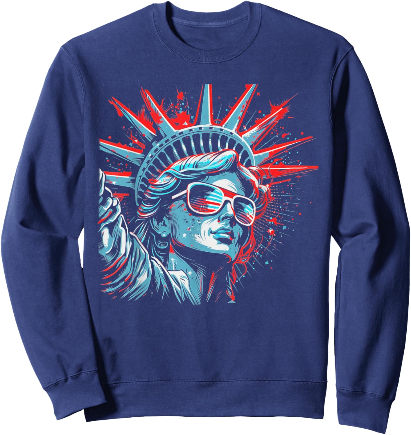 Statue Of Liberty 4th of July American Flag USA Funny Sweatshirt - Sweatshirt | Navy