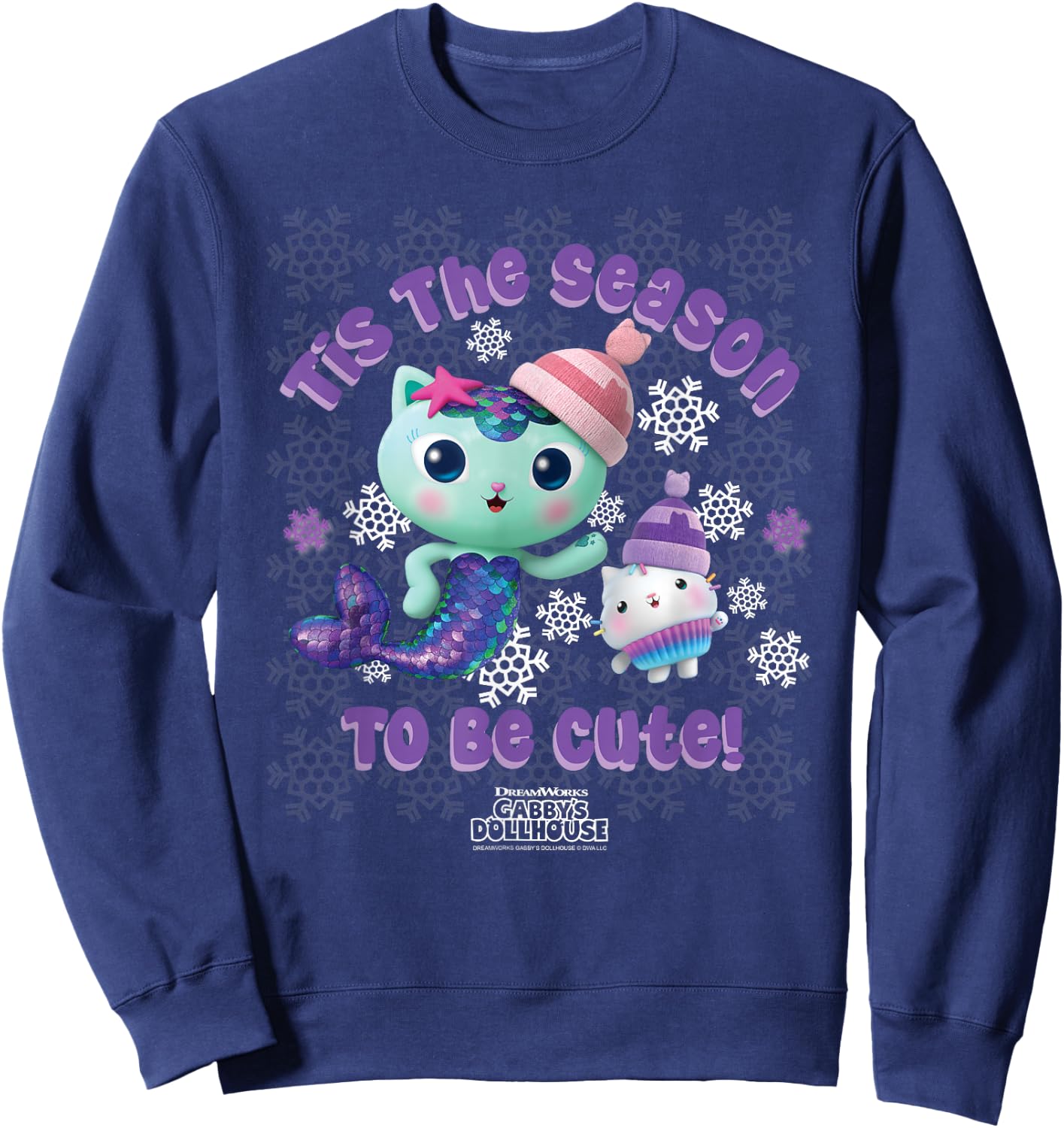 DreamWorks Gabby's Dollhouse Holiday MerCat & Cakey Sweatshirt - Sweatshirt | Navy