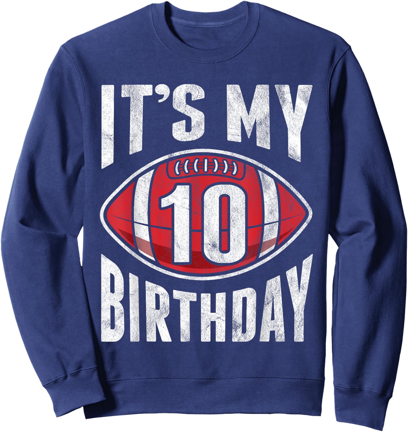 10 Years Old American Football 10th Birthday Boy Retro Style Sweatshirt - Sweatshirt | Navy