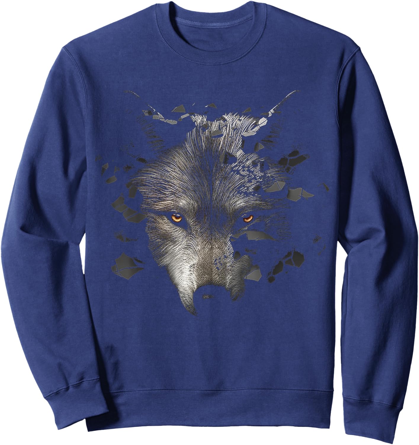 Wolf Lover Fantasy Artwork | Animal Motif Wolf Sweatshirt - Sweatshirt | Navy