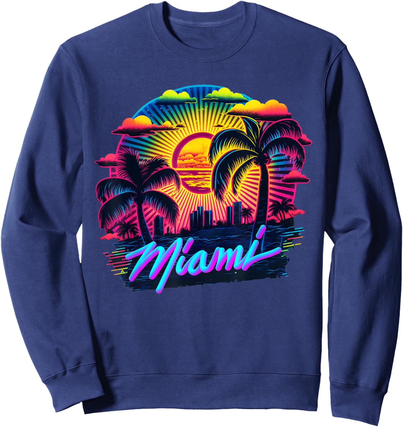 Miami Men Florida Vibrant Colorful Miami Souvenir Sweatshirt - Sweatshirt | Navy