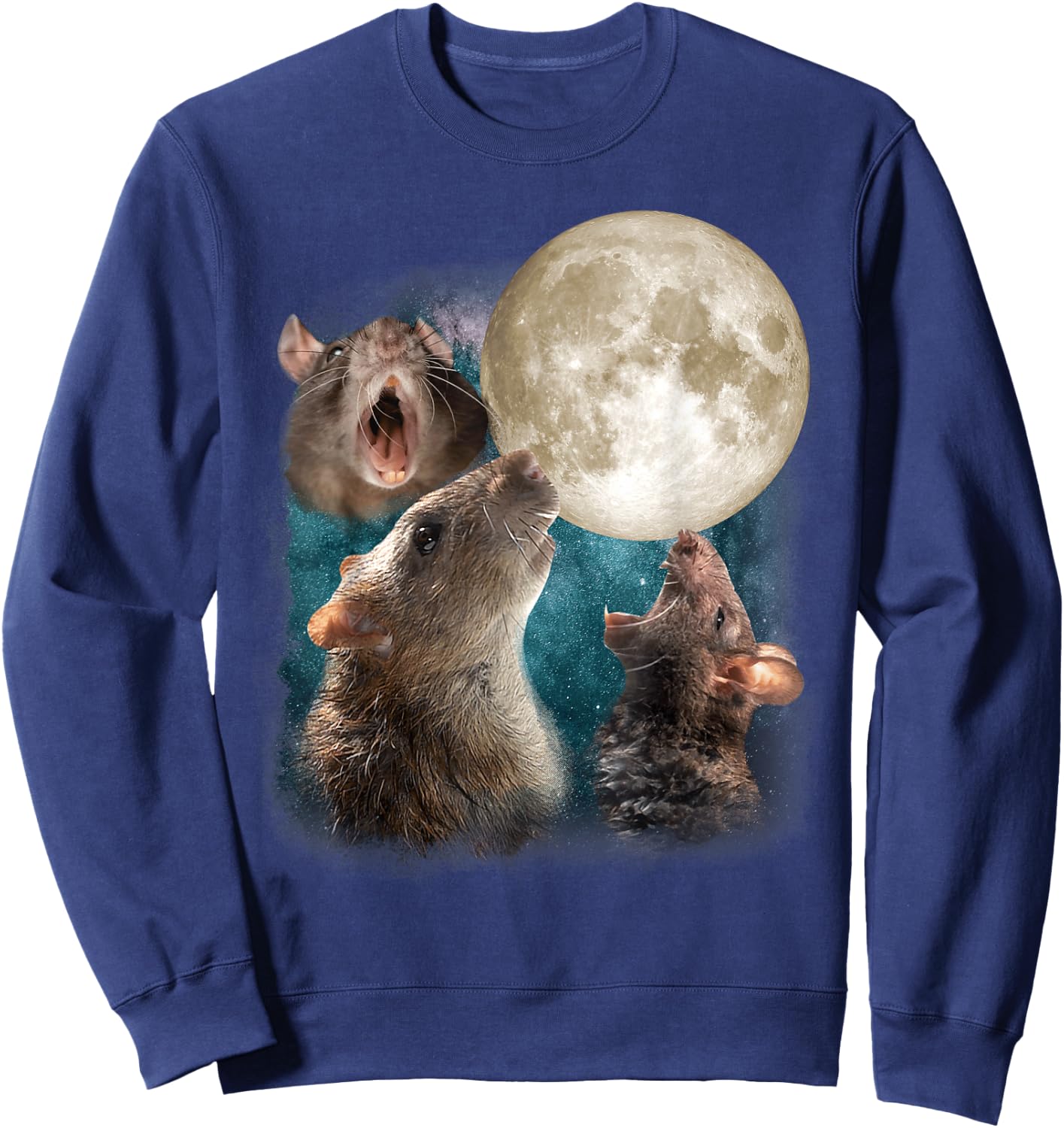 Three Rats Howl At Moon 3 Wolfs Funny Parody Rat Lovers Sweatshirt - Sweatshirt | Navy