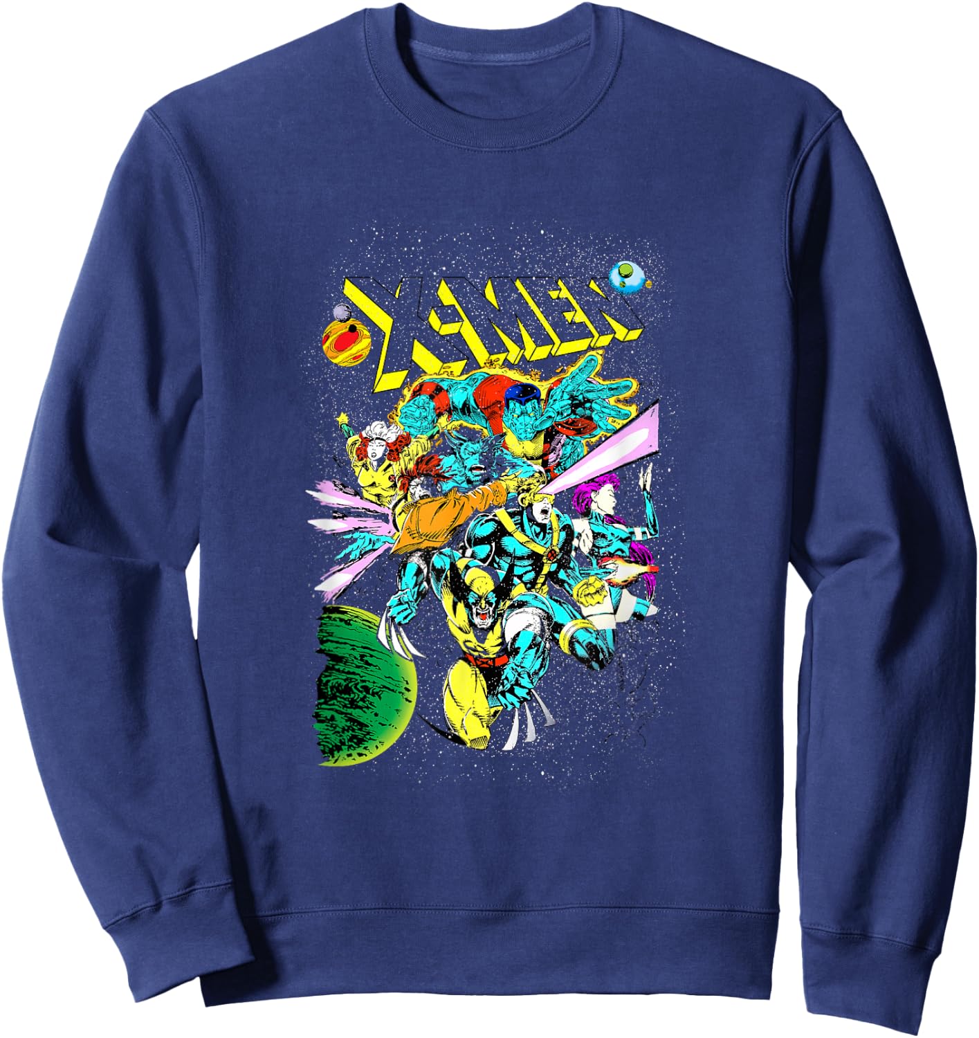 Marvel X-Men Battle in Space Vintage Comic Book Cover Sweatshirt - Sweatshirt | Navy