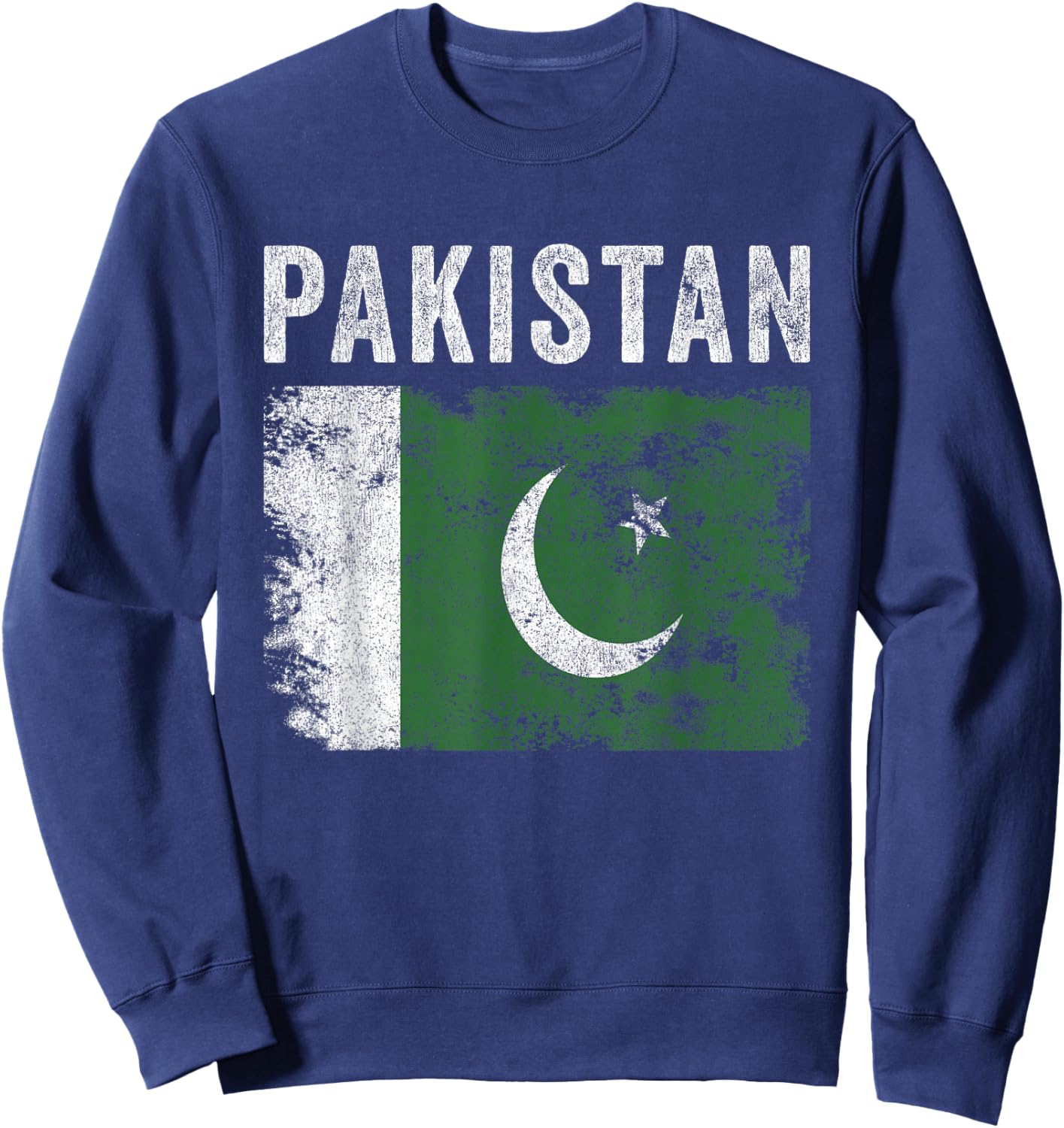 Pakistan Flag Distressed - Men Women Kids - Pakistani Flag Sweatshirt - Sweatshirt | Navy