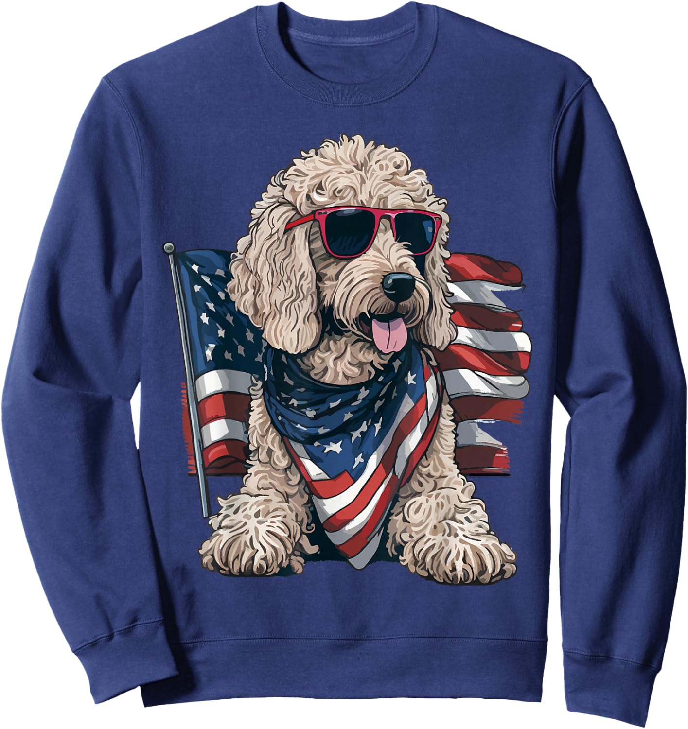 Goldendoodle 4th of july patriotic golden doodle dog Sweatshirt - Sweatshirt | Navy