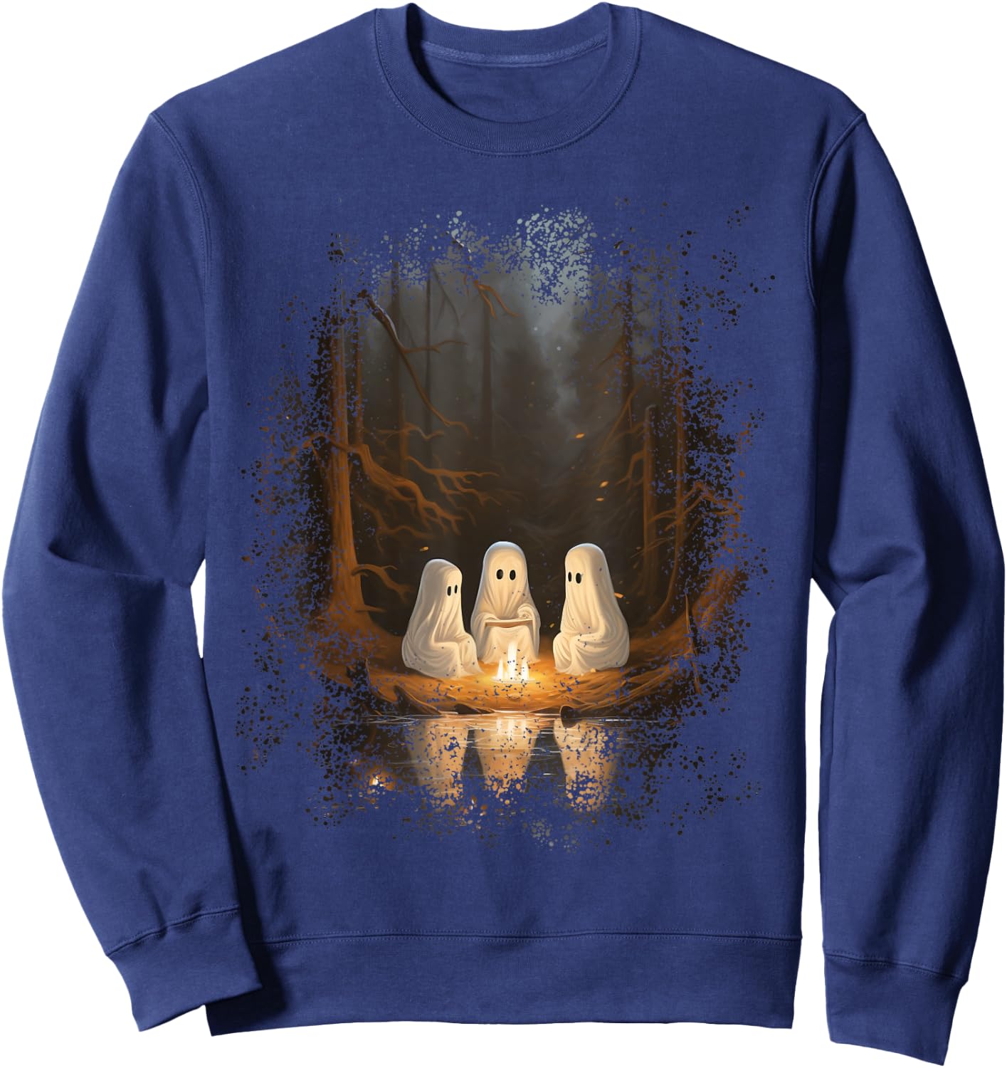 Vintage Ghost Campfire Camping Gothic Halloween Sweatshirt - Sweatshirt | Navy