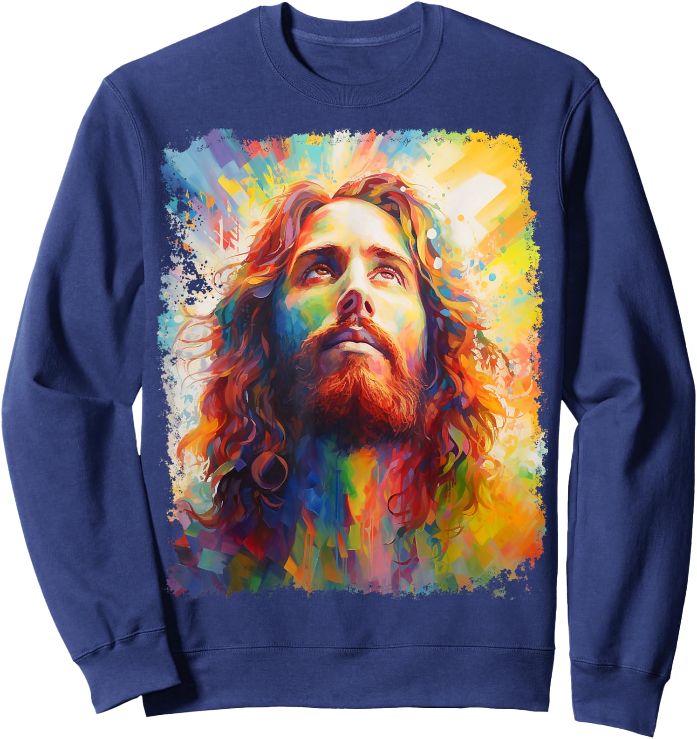 Jesus Christ Colorful Sweatshirt - Sweatshirt | Navy