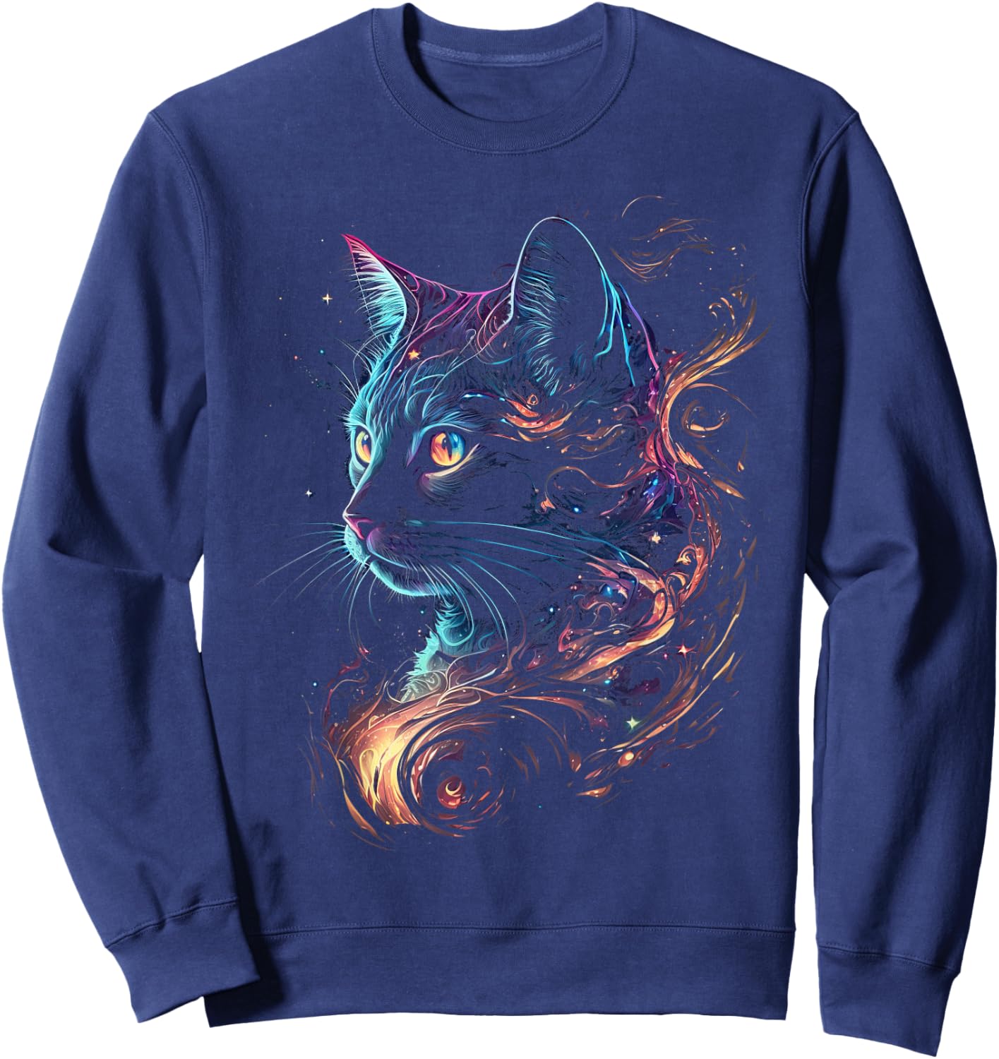 Cat in The Galaxy and Space Kitten Cat Head Sweatshirt - Sweatshirt | Navy