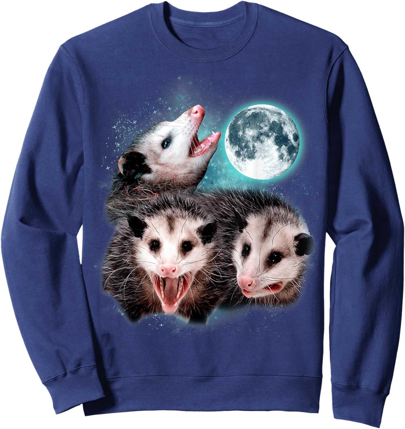 3 Opossum Moon Howling Opossum Head Funny , Women Sweatshirt - Sweatshirt | Navy