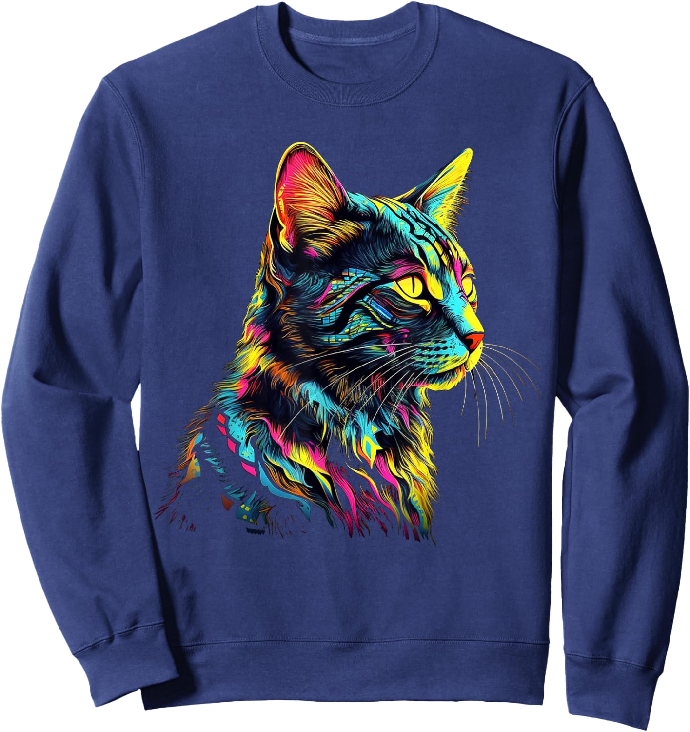 Colourful Art Cat Motif Animal Cat Men Women Kids Sweatshirt - Sweatshirt | Navy
