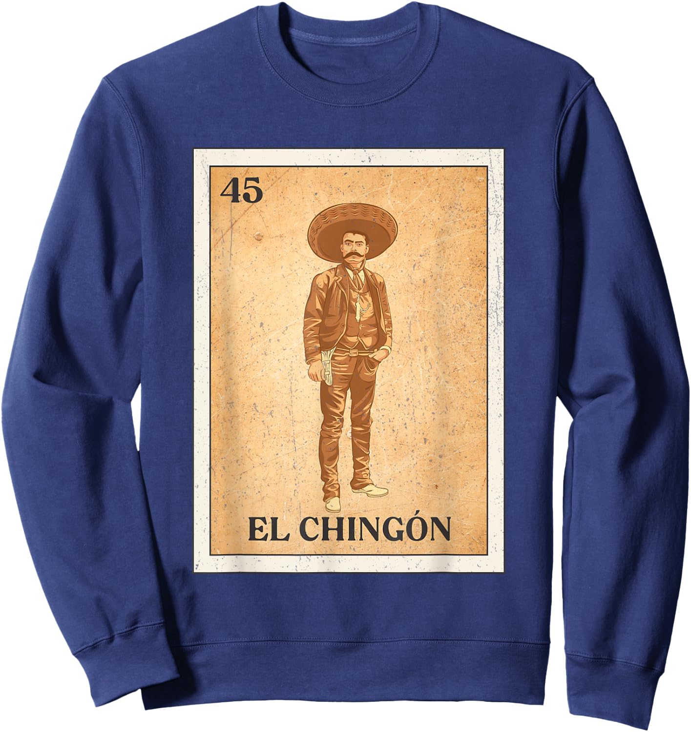 EL CHINGÓN. Zapata Mexican Bingo Version Sweatshirt - Sweatshirt | Navy