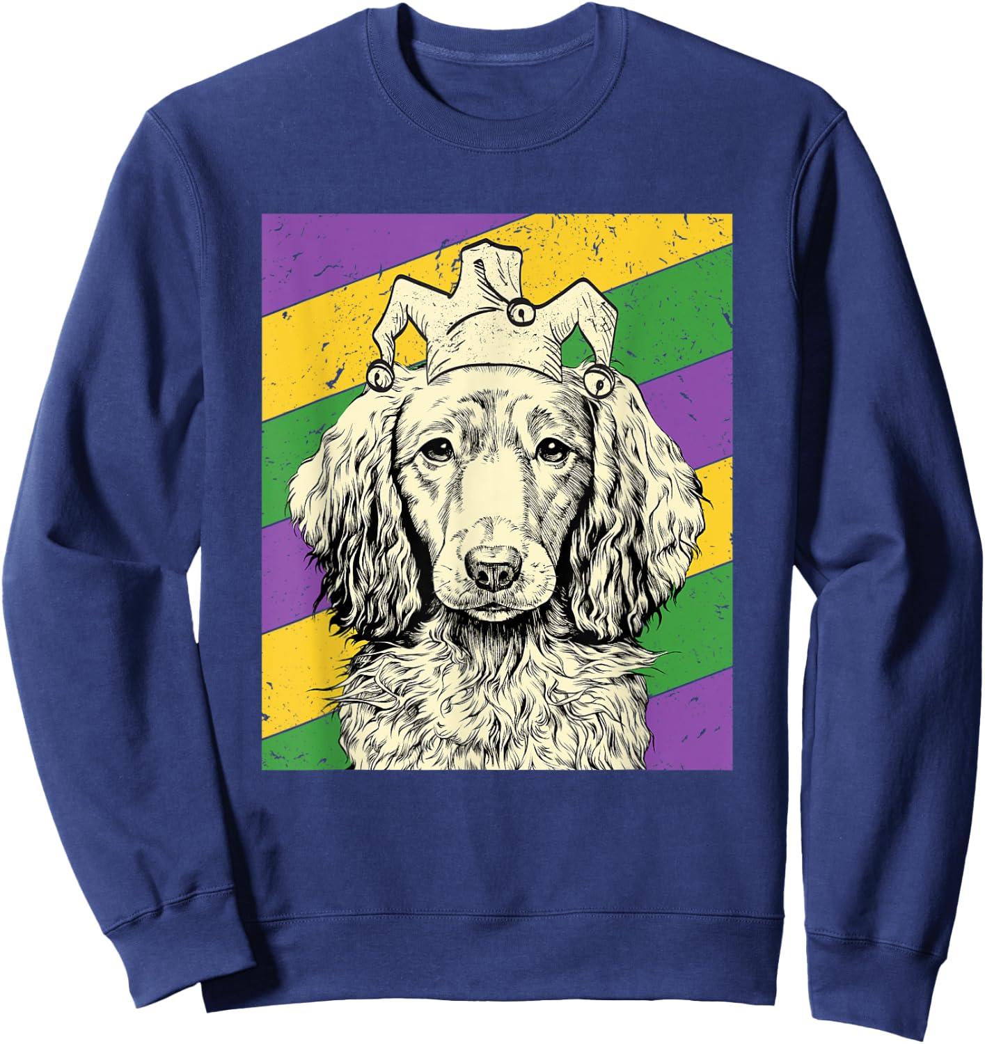 Dachshund Jester Funny Mardi Gras Doxie Dog Mom or Dad Sweatshirt - Sweatshirt | Navy