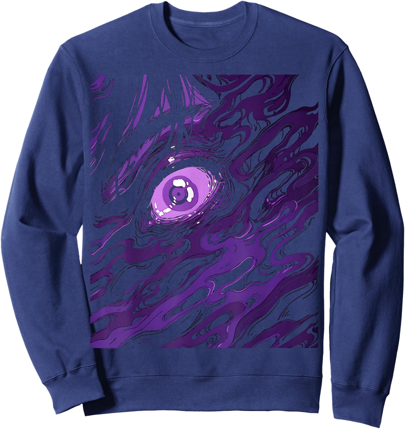 Creepy Japan Japanese Anime Manga Horror Aesthetic Weirdcore Sweatshirt - Sweatshirt | Navy