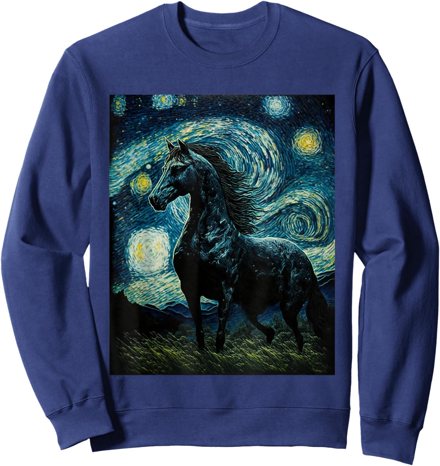 Horse Starry Night, Van Gogh Horse, Horse Lovers Sweatshirt - Sweatshirt | Navy