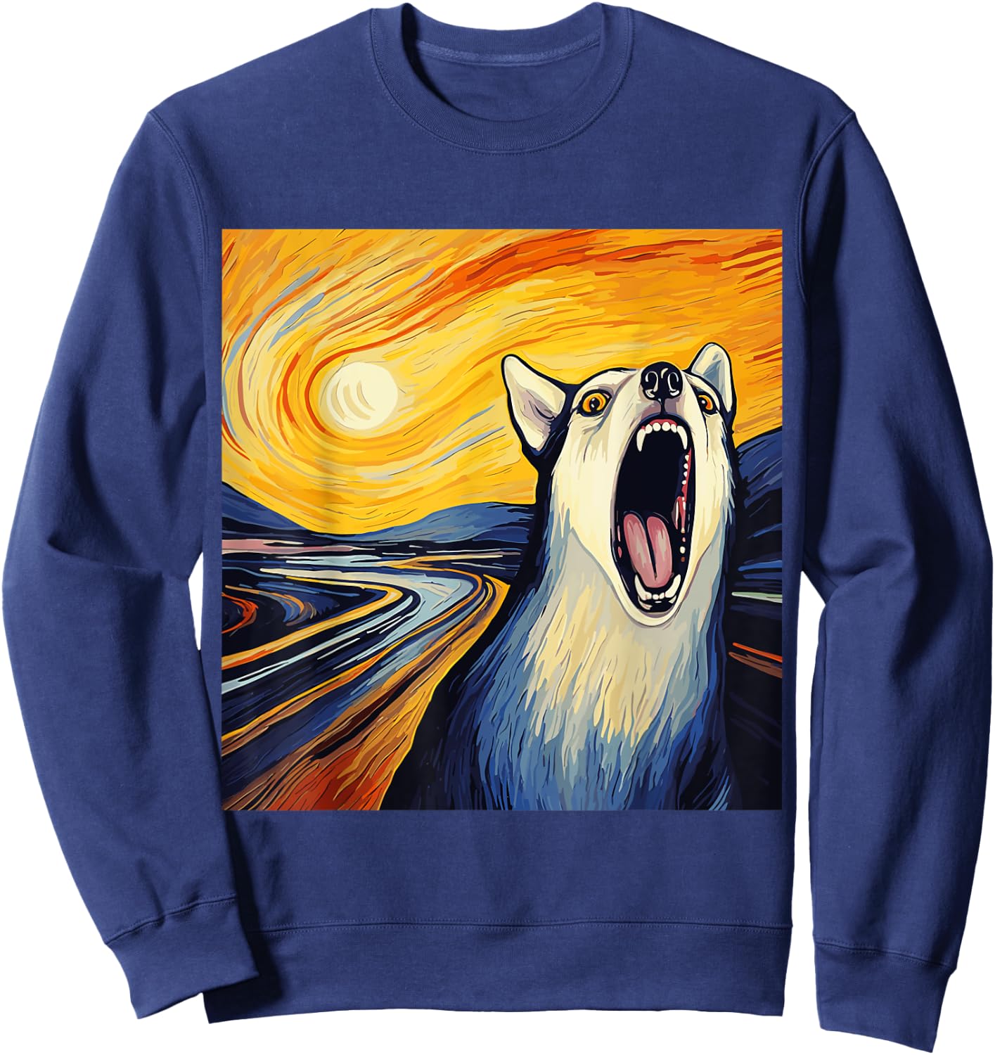 Siberian Husky The Scream For Dog Mom Dog Dad Women Kids Sweatshirt - Sweatshirt | Navy