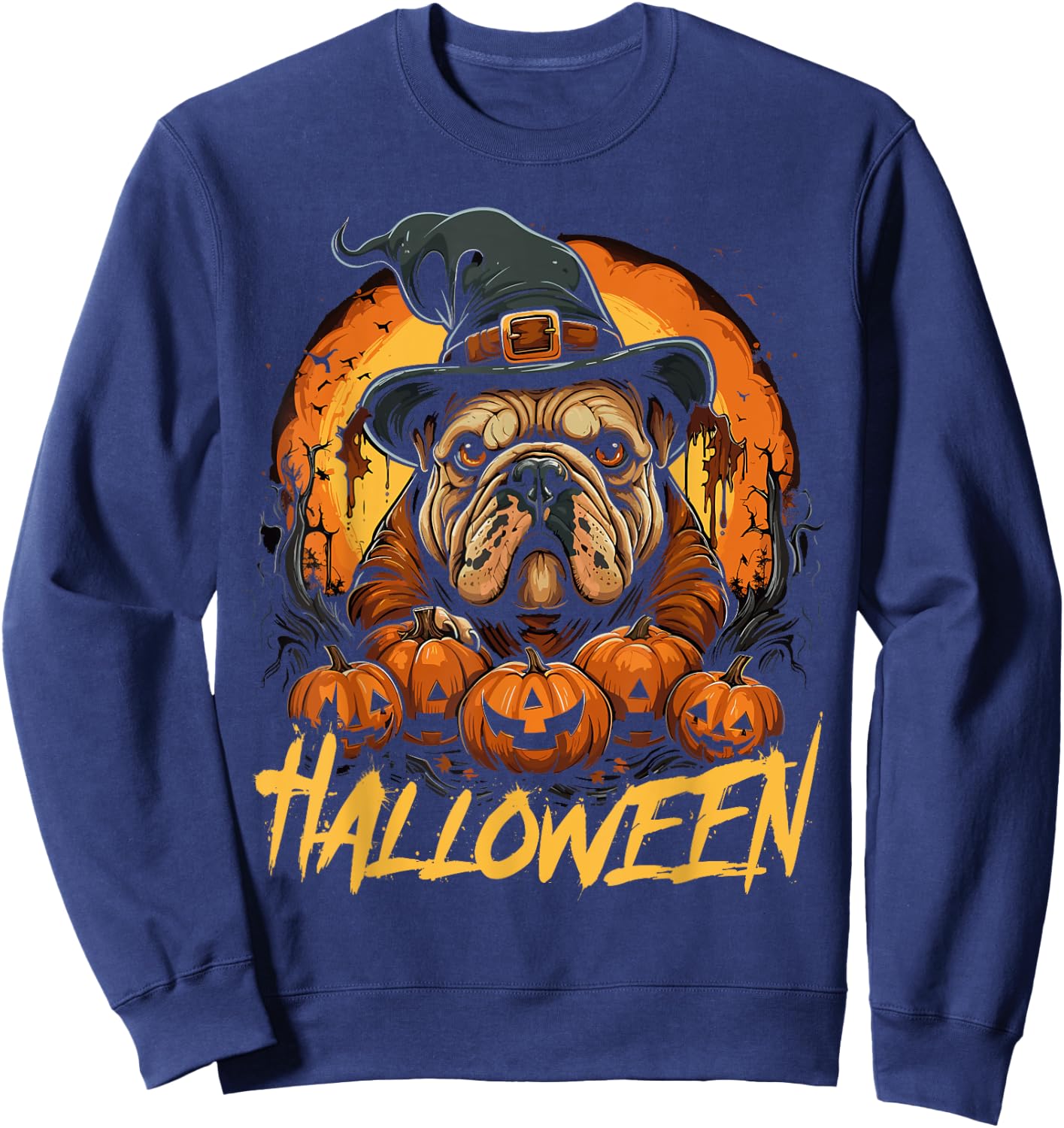 Cute Halloween English Bulldog Lover Childrens Sweatshirt - Sweatshirt | Navy