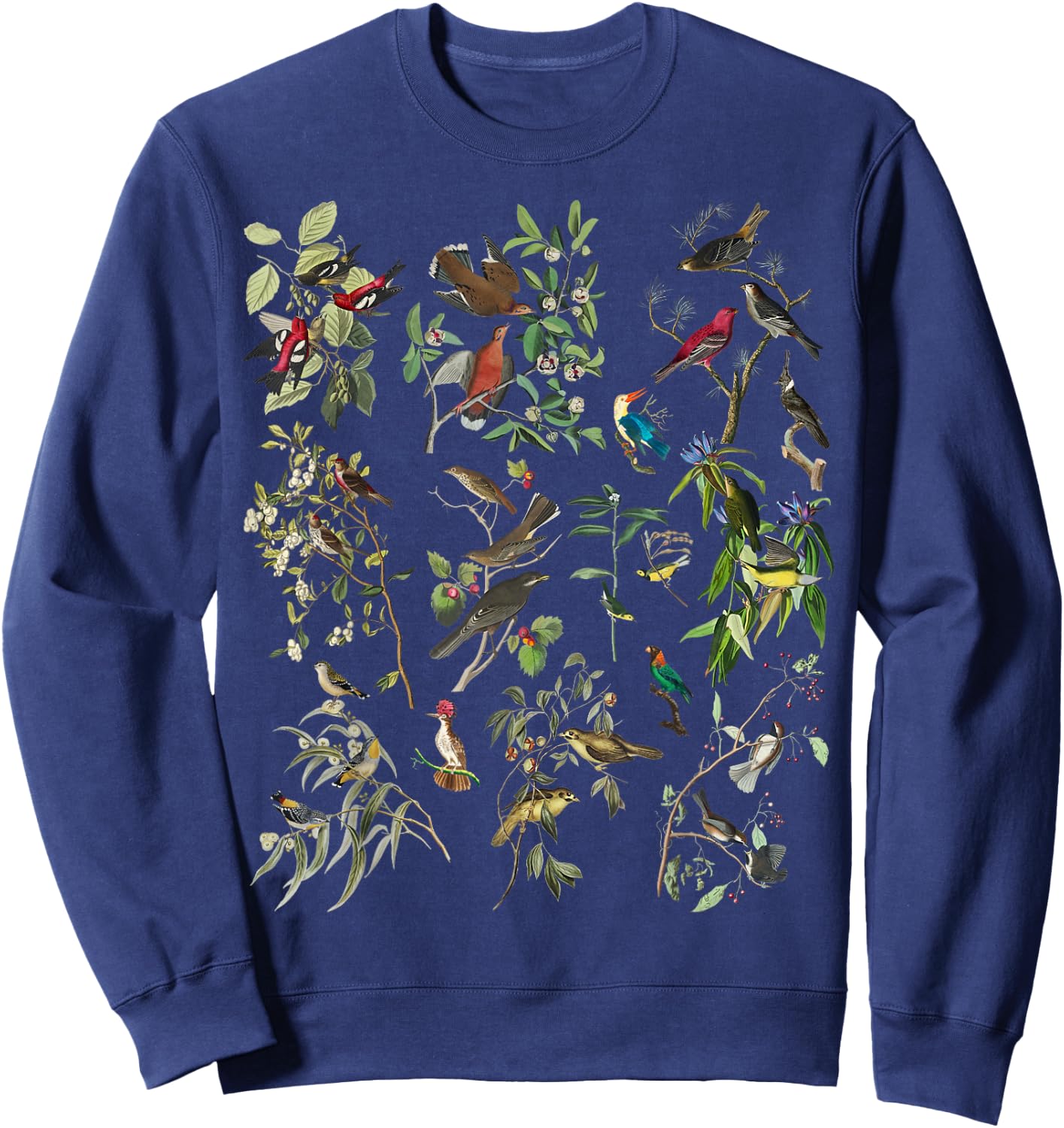 Bird Illustration Nature Birding Botanical Vintage Bird Art Sweatshirt - Sweatshirt | Navy