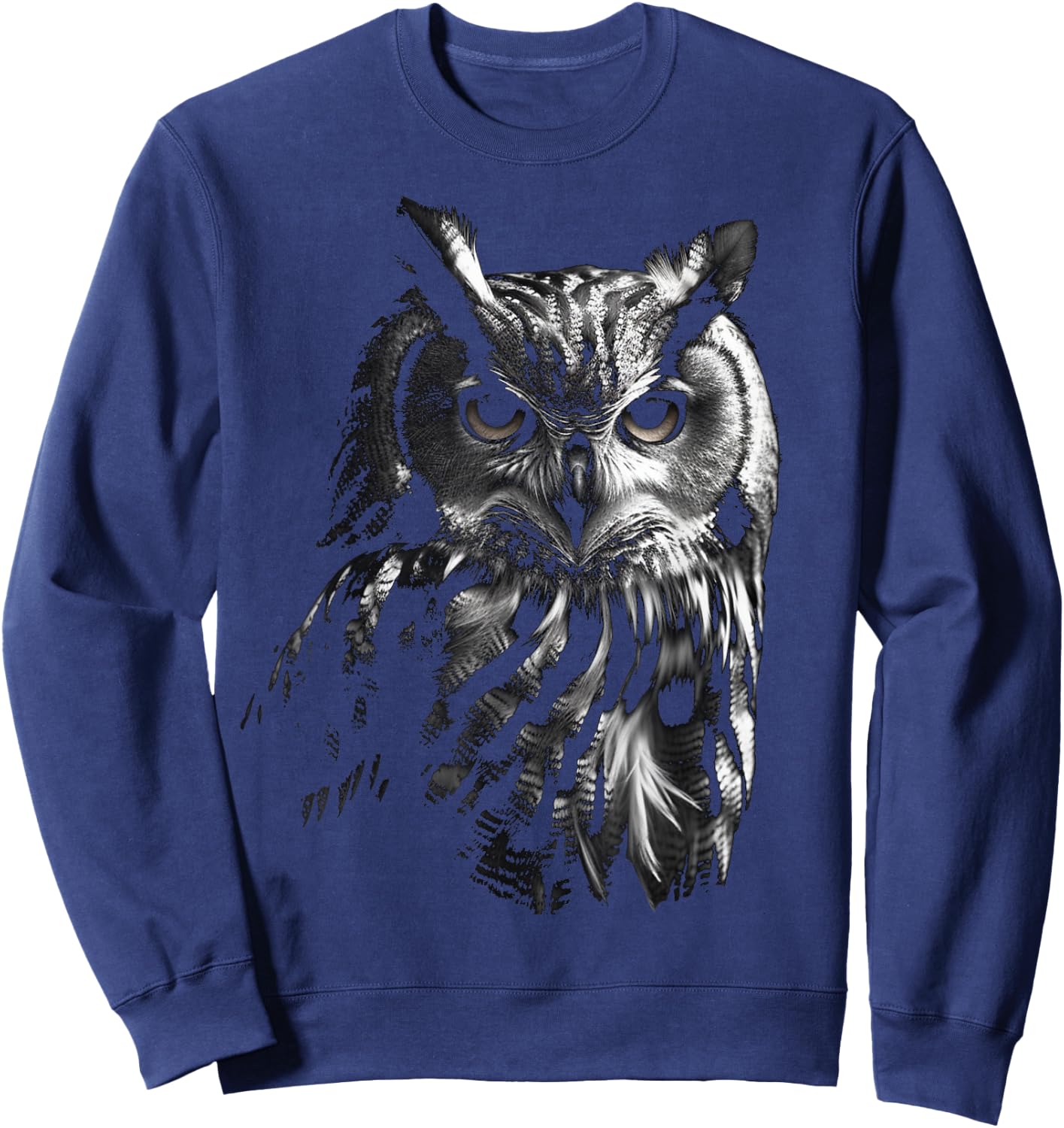 Owl Artwork - Bird Art Animal Owl Sweatshirt - Sweatshirt | Navy