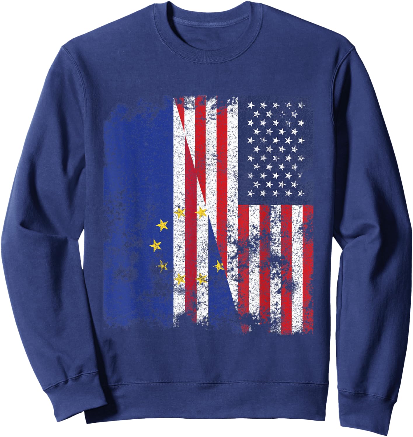 Cape Verde USA Flag Distressed - Half American Sweatshirt - Sweatshirt | Navy