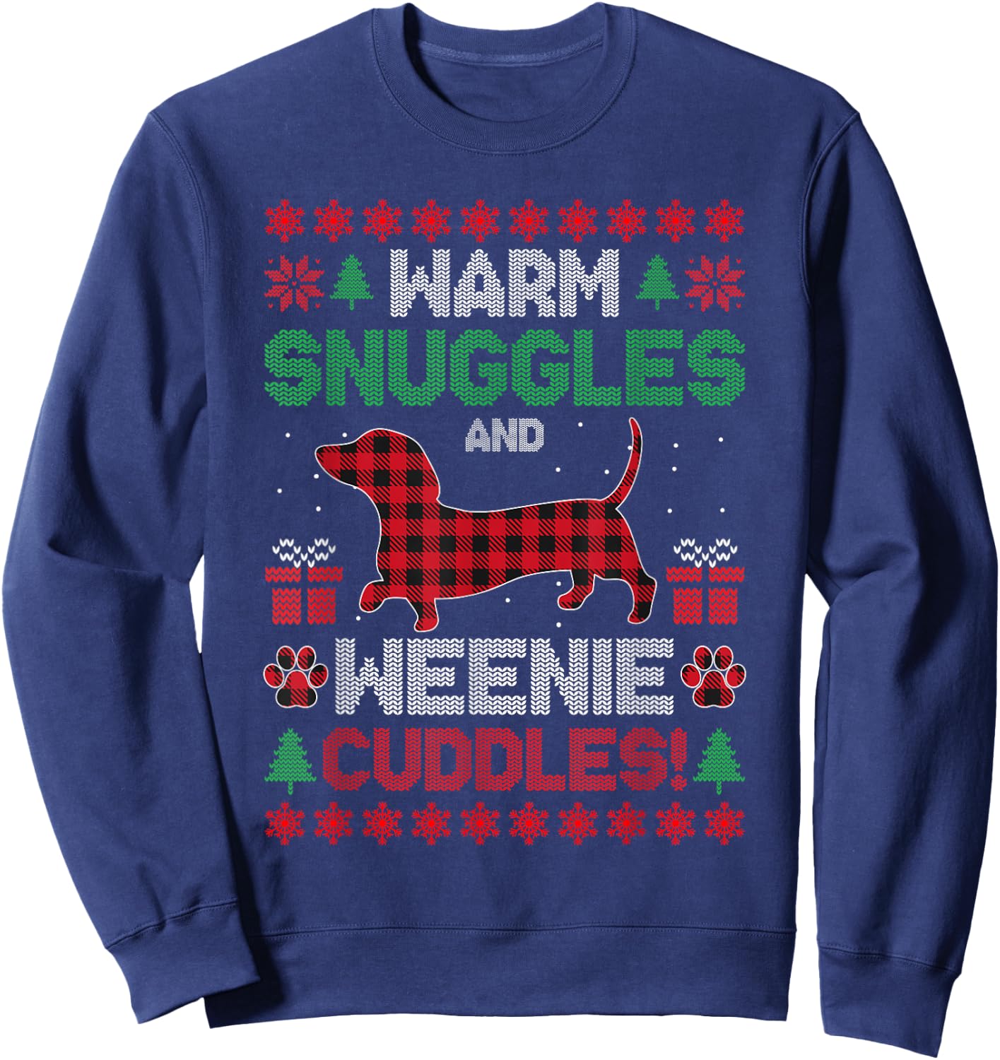 Weenie Dog Christmas Pajama Shirt Cute Weiner Ugly Christmas Men Women Kids Sweatshirt - Sweatshirt | Navy