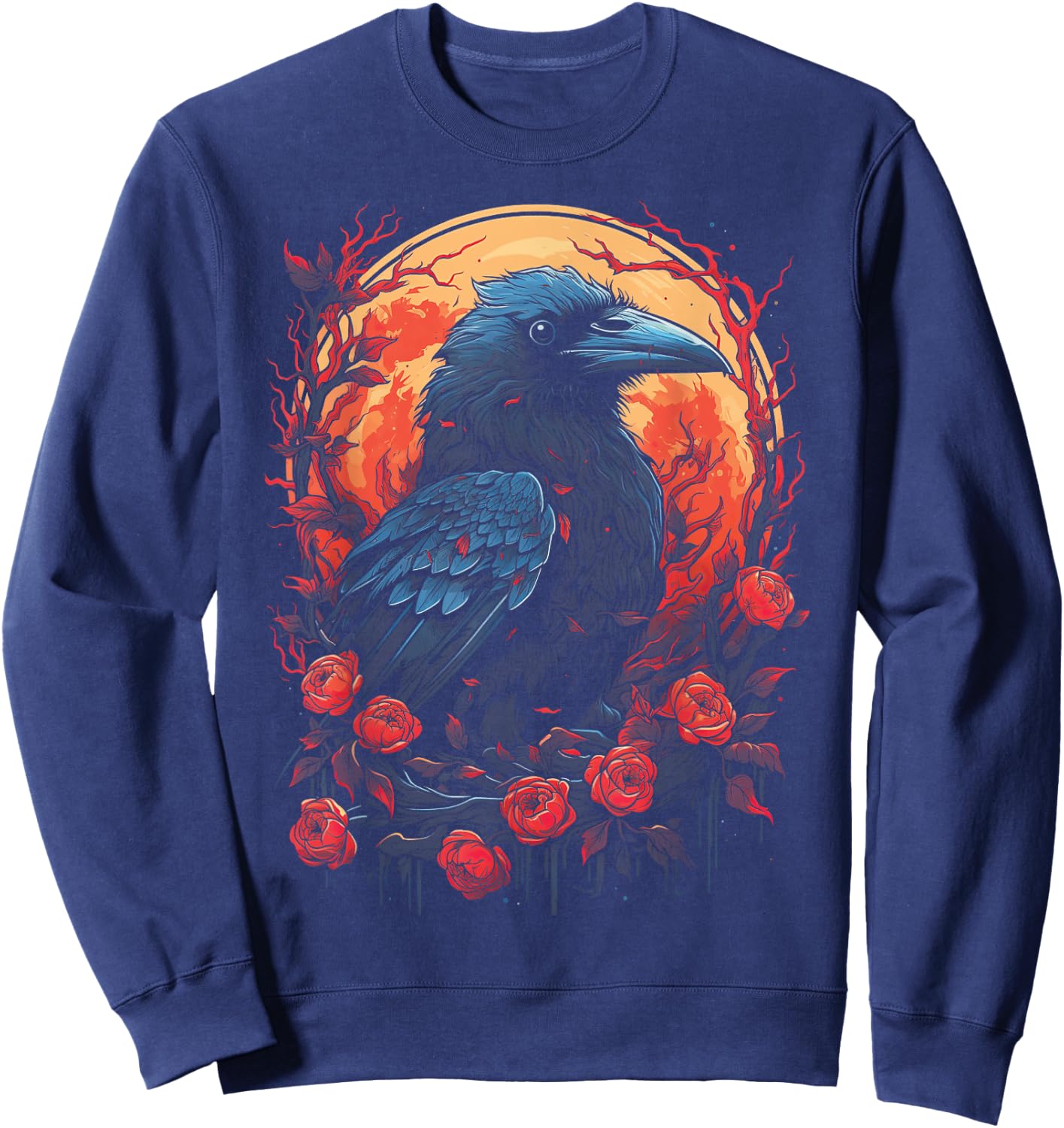 Raven Black gothic Occult Viking Witchcraft Sweatshirt - Sweatshirt | Navy