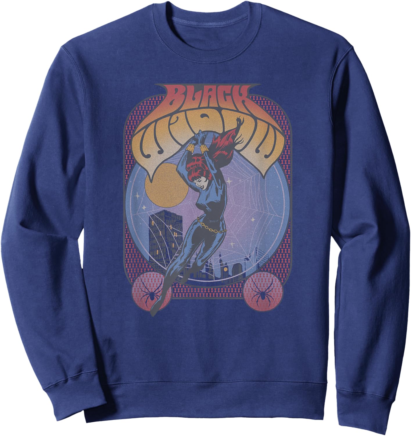 Marvel Black Widow Classic Comic Seventies Retro Poster Sweatshirt - Sweatshirt | Navy