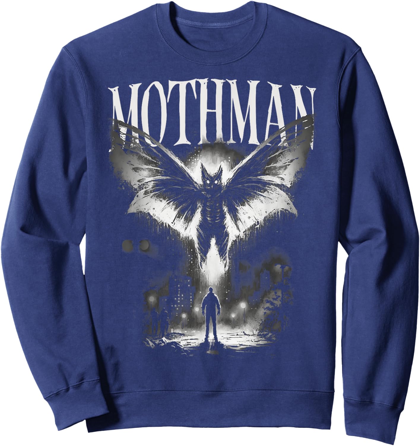 Mothman Cryptid Creature - Death From Above Graphic Sweatshirt - Sweatshirt | Navy