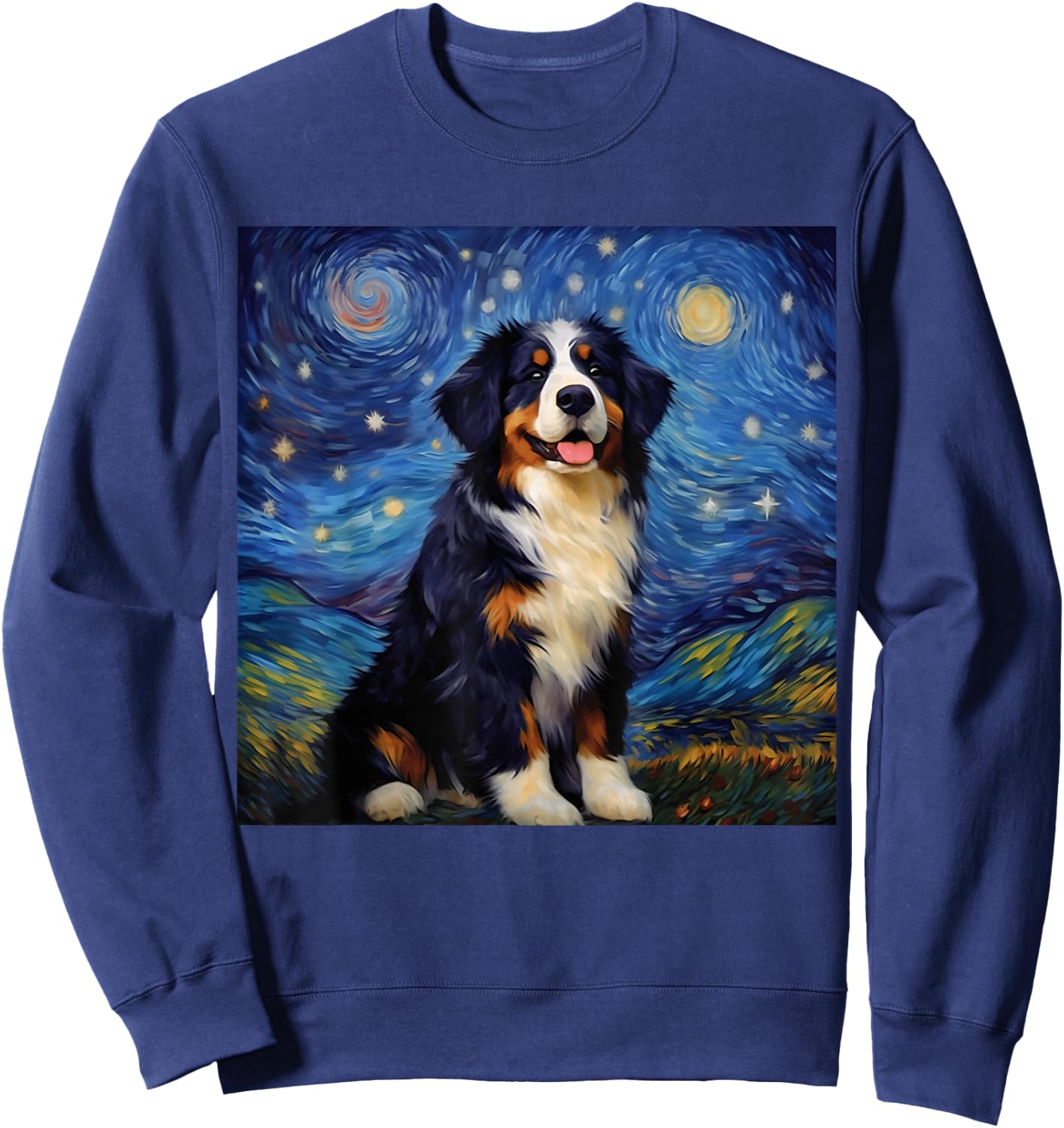Surreal Starry Night Bernese Mountain Dog Sweatshirt - Sweatshirt | Navy