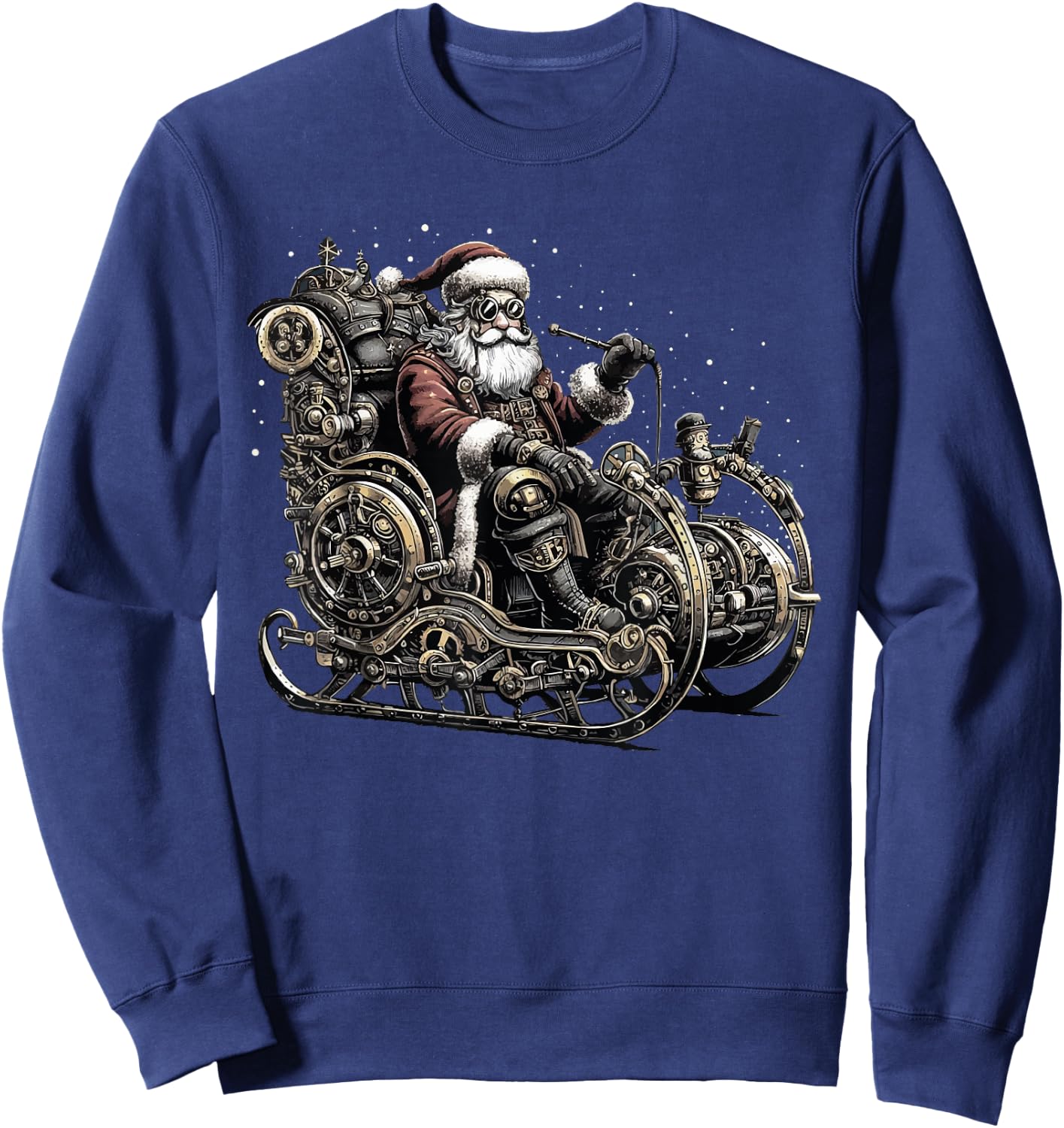 Retro Steampunk Santa Snowman Christmas Fantasy Sci-fi Sweatshirt - Sweatshirt | Navy