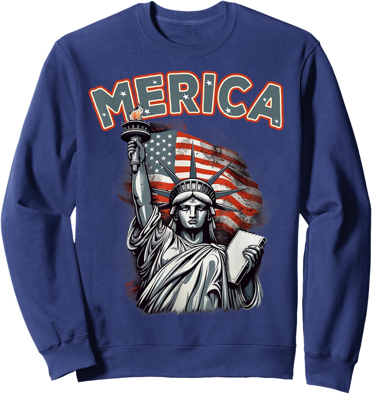 USA American Flag Patriotic 4th of July Sweatshirt - Sweatshirt | Navy