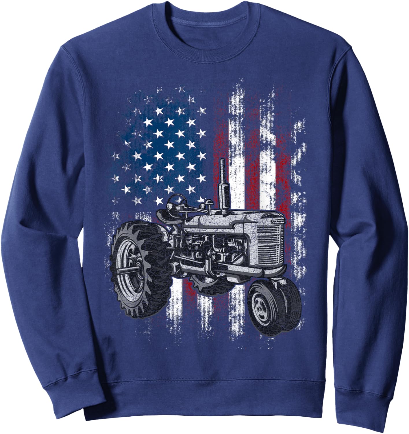 Patriotic Tractor American Flag Tractor Farm USA Farming Sweatshirt - Sweatshirt | Navy