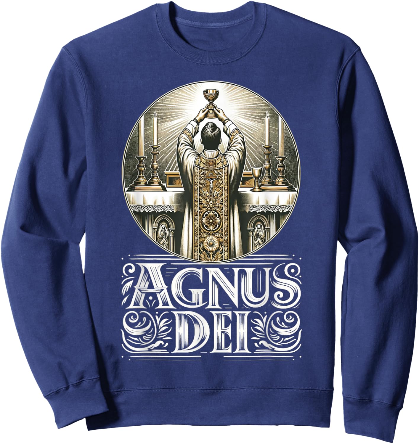 Eucharistic Consecration Traditional Latin Mass Catholic Sweatshirt - Sweatshirt | Navy