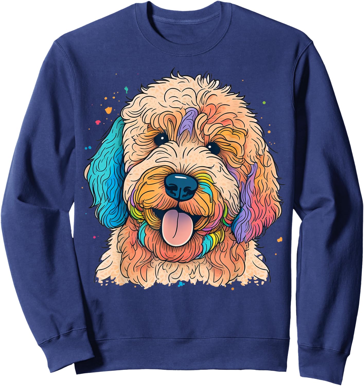 Cute Goldendoodle Dog on Golden Doodle Lover Men Women Kids Sweatshirt - Sweatshirt | Navy
