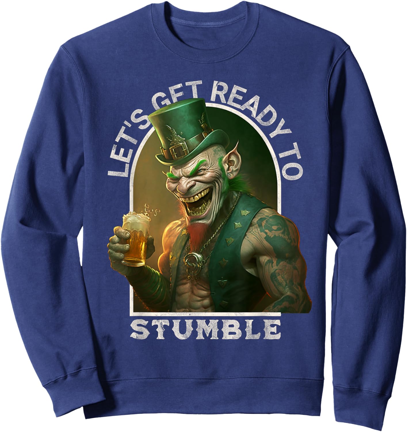 Funny Paddy's Day Design, Evil Leprechaun, St. Patrick's Day Sweatshirt - Sweatshirt | Navy