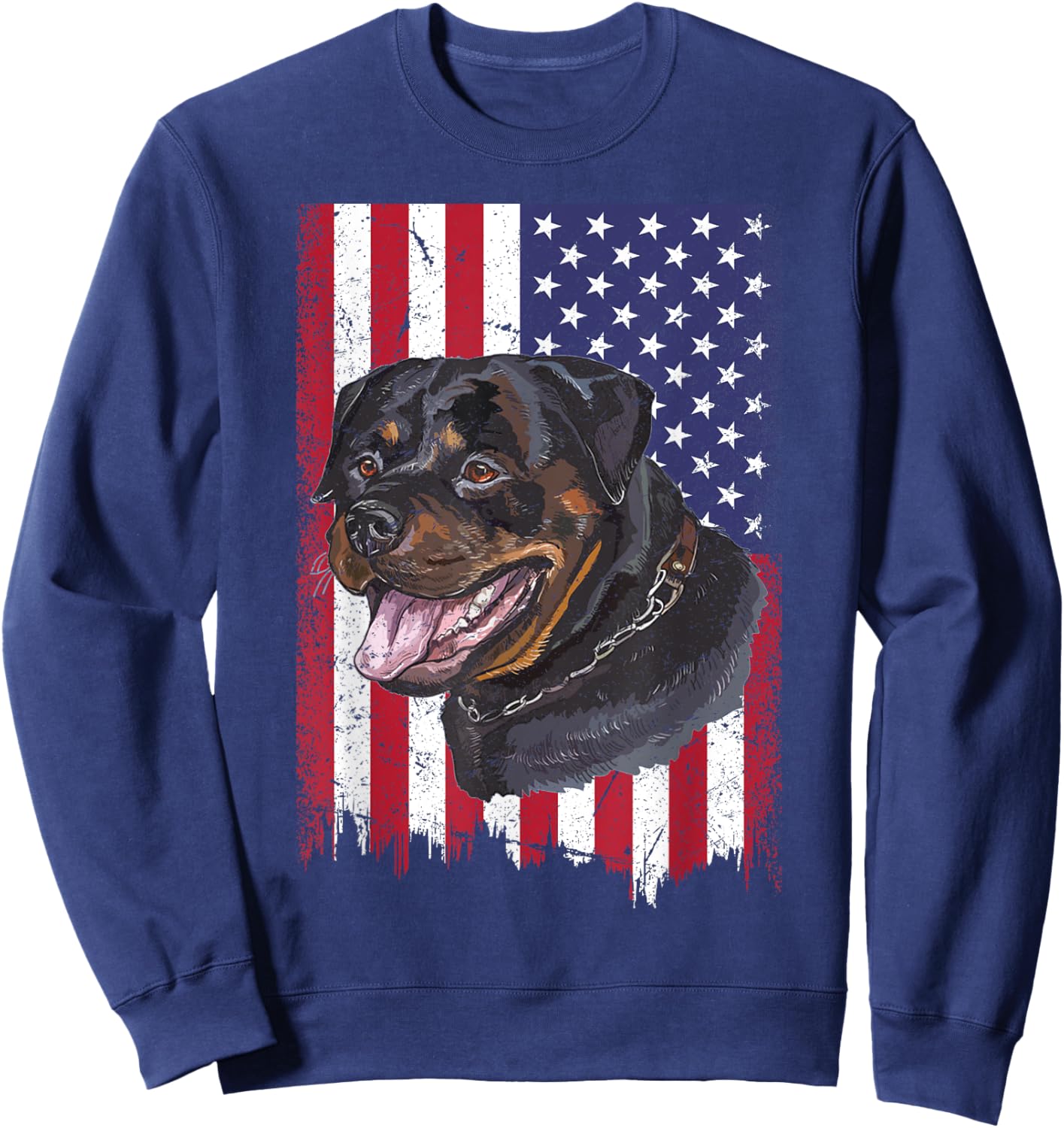 Rottweiler Dog Lover Father's Day USA American Flag Vintage Sweatshirt - Sweatshirt | Navy