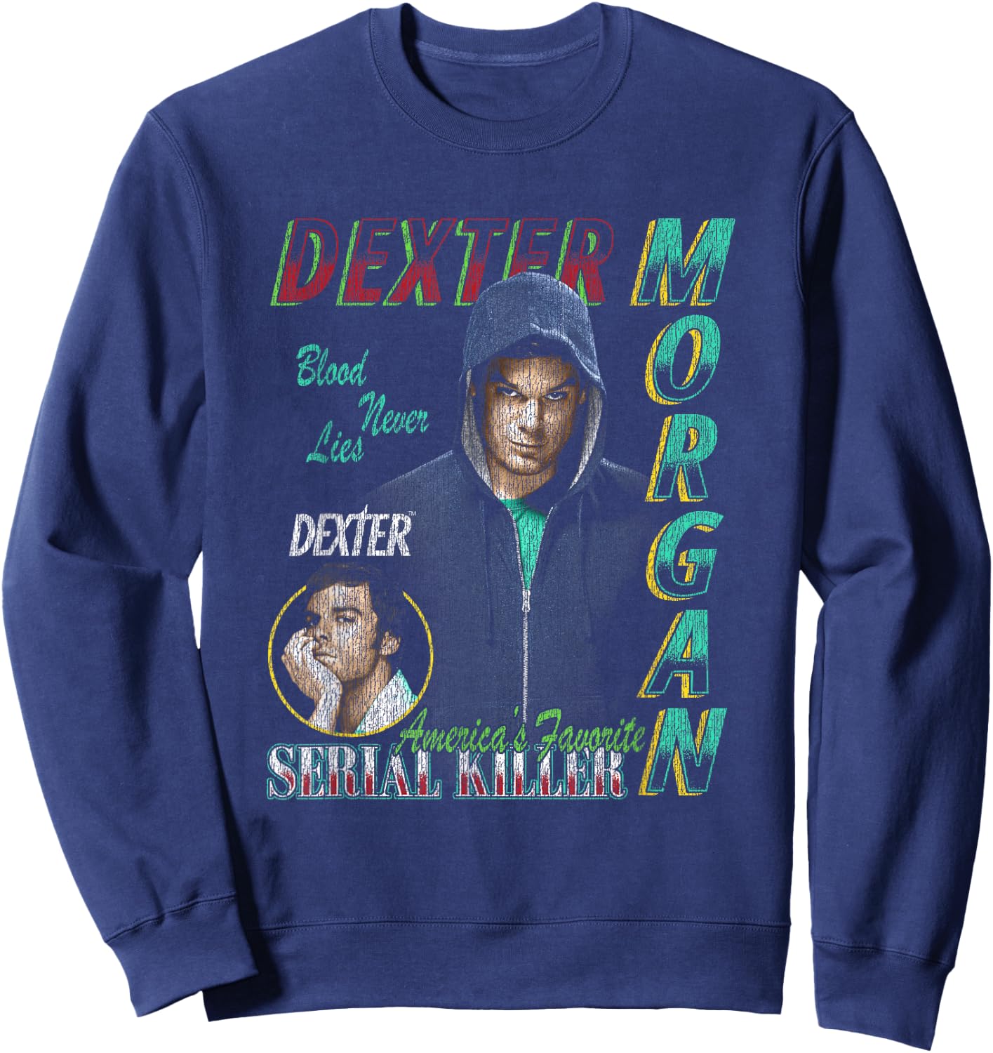 Dexter 90’s Bootleg Dexter Morgan TV Show Sweatshirt - Sweatshirt | Navy