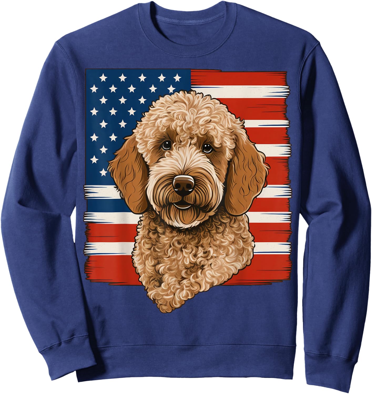 4th Of July Goldendoodle on Patriotic American Golden Doodle Kids Men Sweatshirt - Sweatshirt | Navy