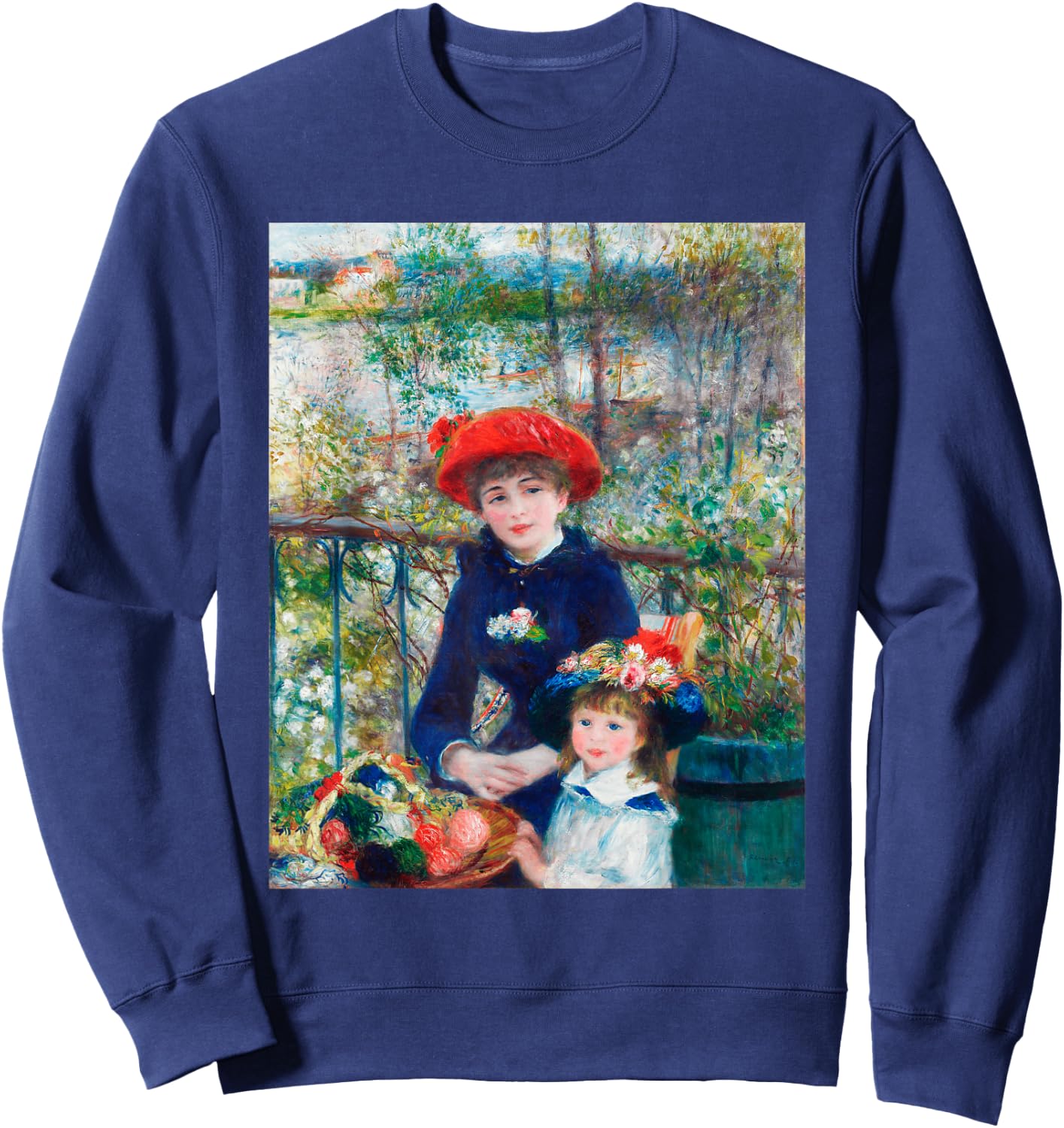 Two Sisters On Terrace Renoir Impressionist Colorful Sweatshirt - Sweatshirt | Navy