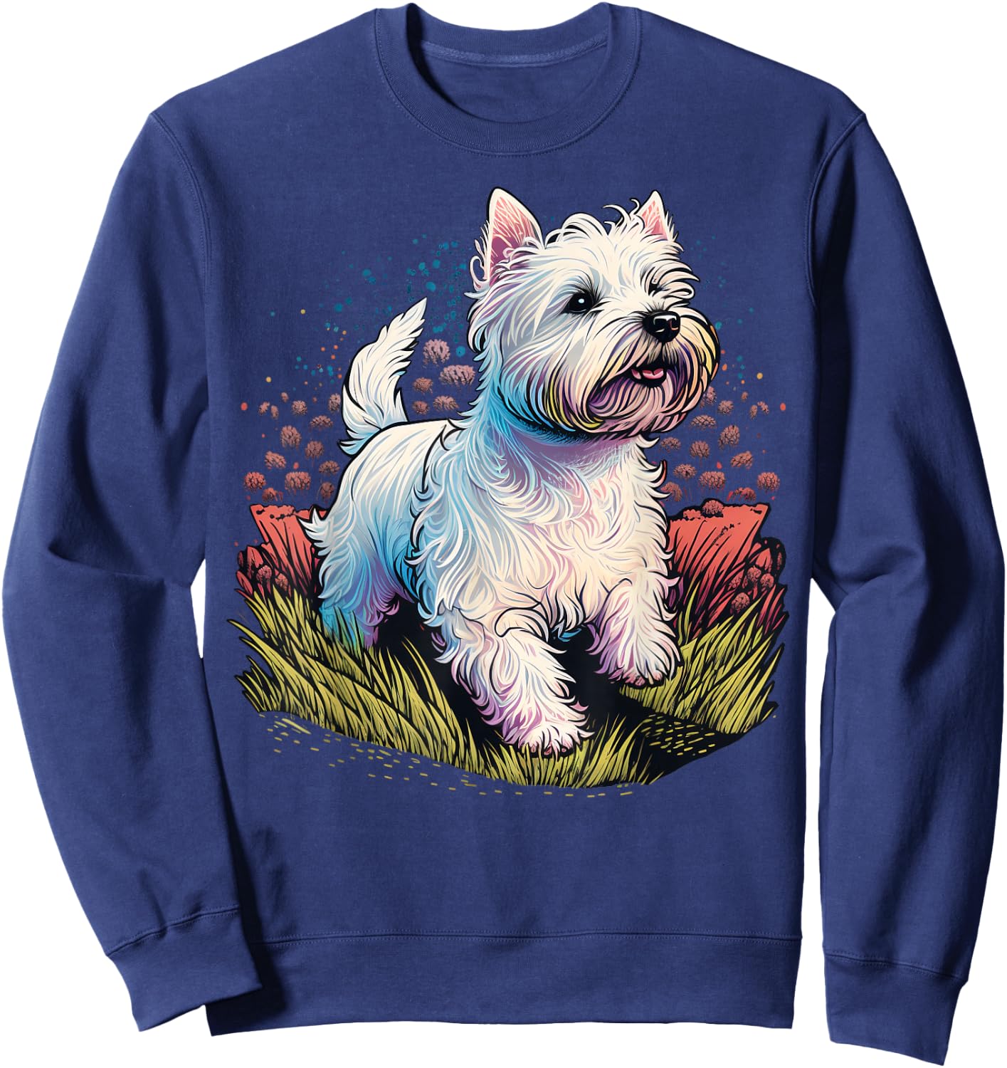 Cute West Highland White Terrier Dog on Westie Lover Sweatshirt - Sweatshirt | Navy